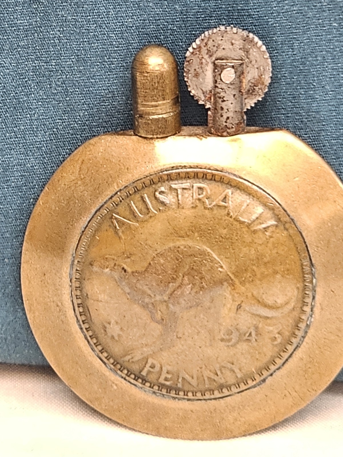 Vintage British Brass Trench Lighter King George V-WW11 Features 1943 Australian