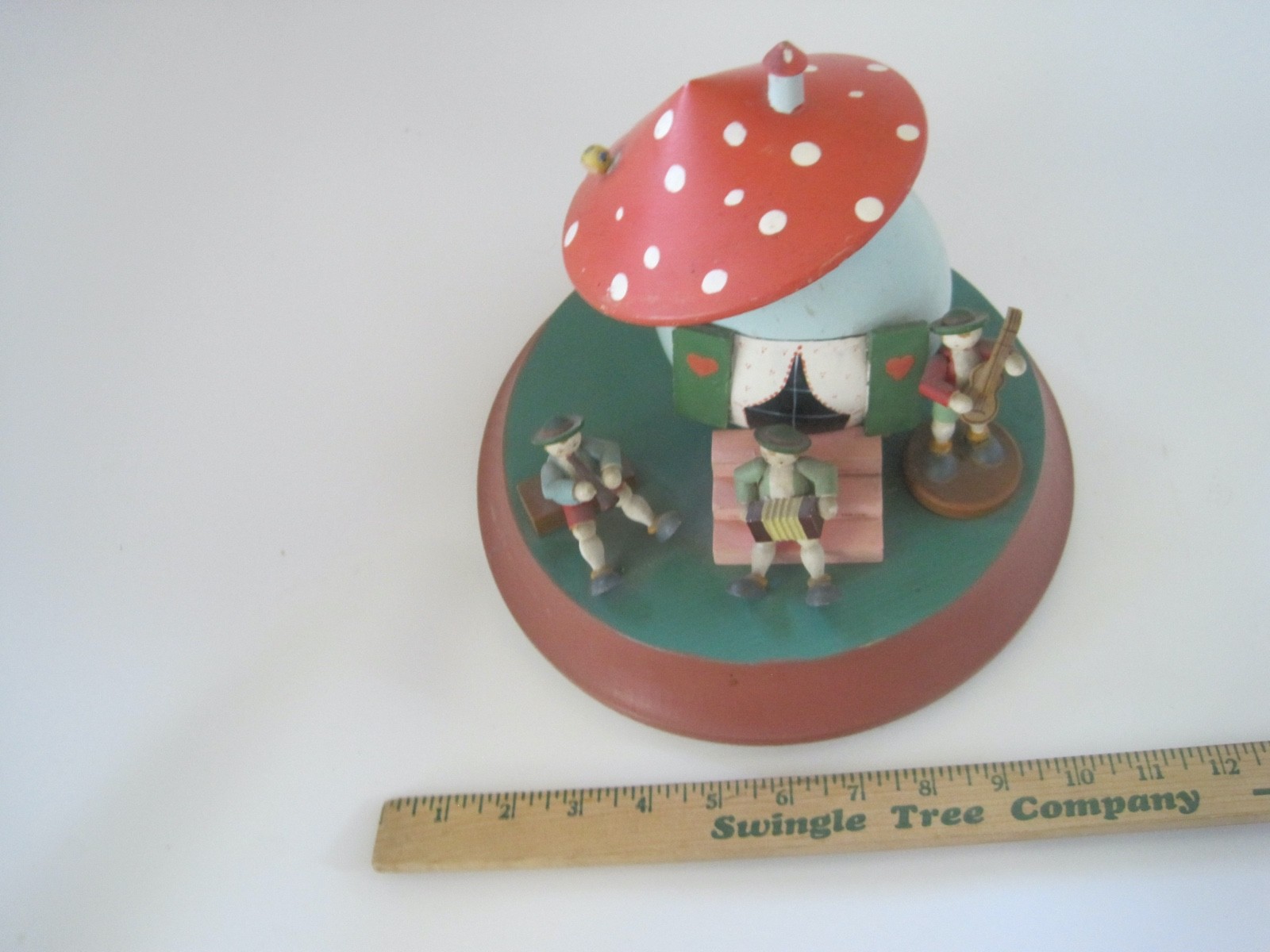 RARE Mushroom Musician Huge Large Music Box W/ Lid Switzerland Viennese Waltz