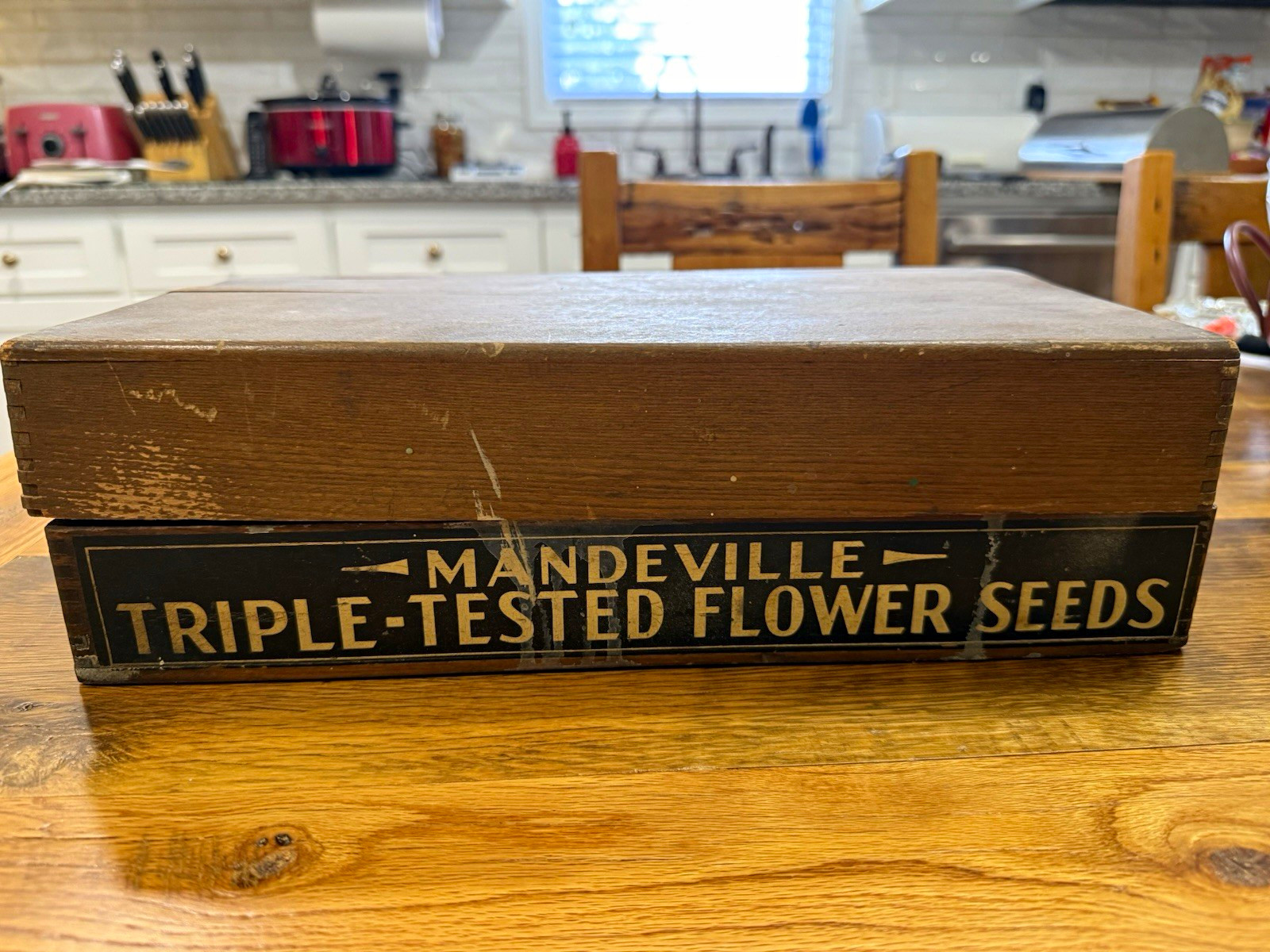 Antique Mandeville & King Co. Superior Flower Seeds Wooden Advertising Sign