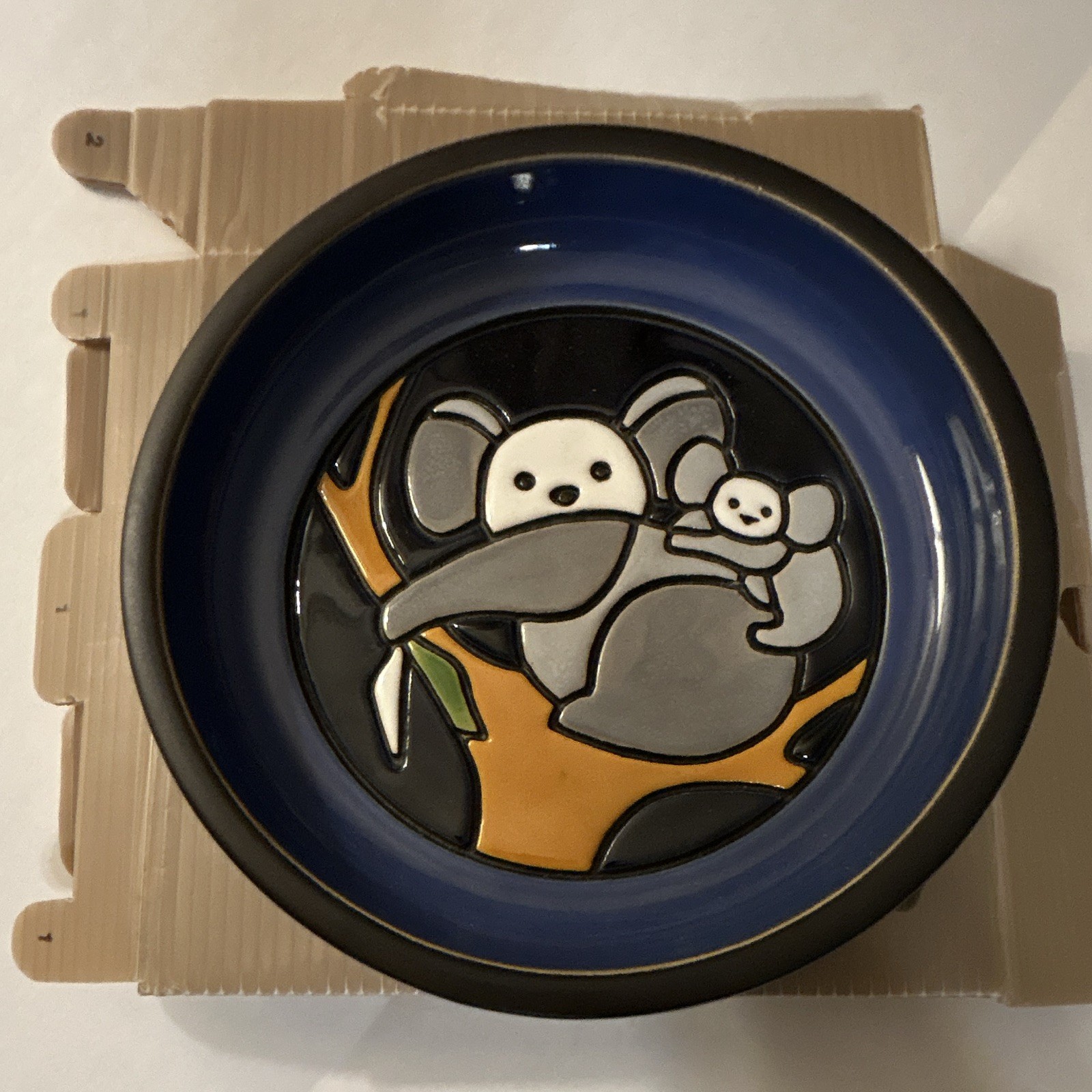 Vintage 1981 Koala Joey Plate Hand-Made Uruguay J.J. Madison Cobalt Blue Decor