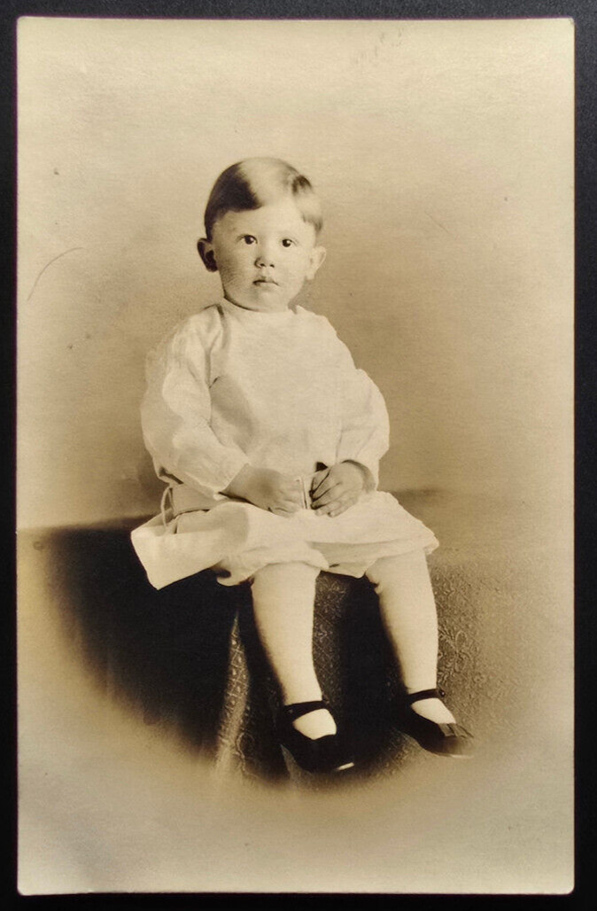 Antique RPPC Baby Portrait Postcard – Real Photo Studio Photo Early 1900s