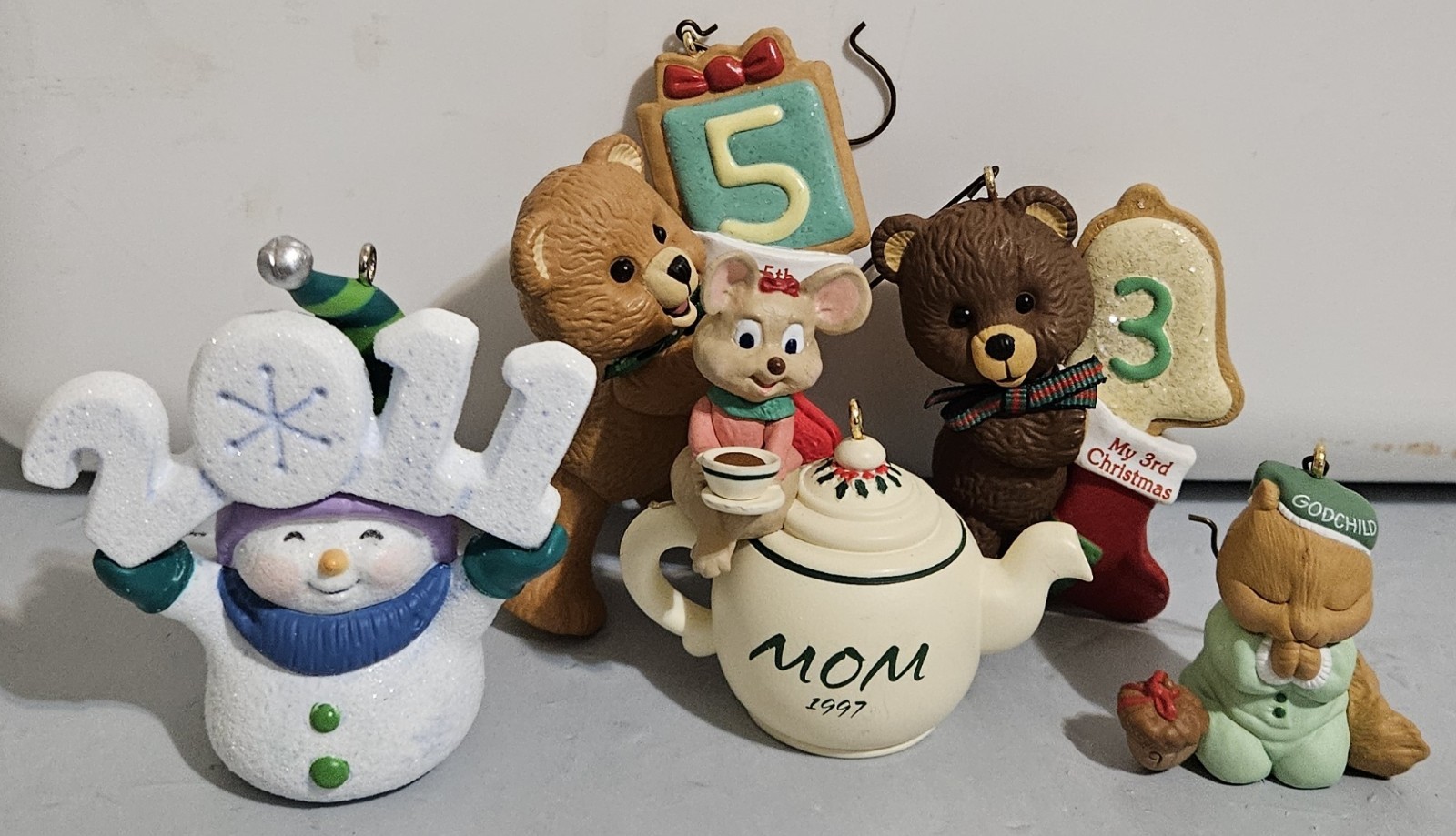 Lot of 5 Hallmark Keepsake Holiday Ornament Frosty, First Christmas, Mom & more
