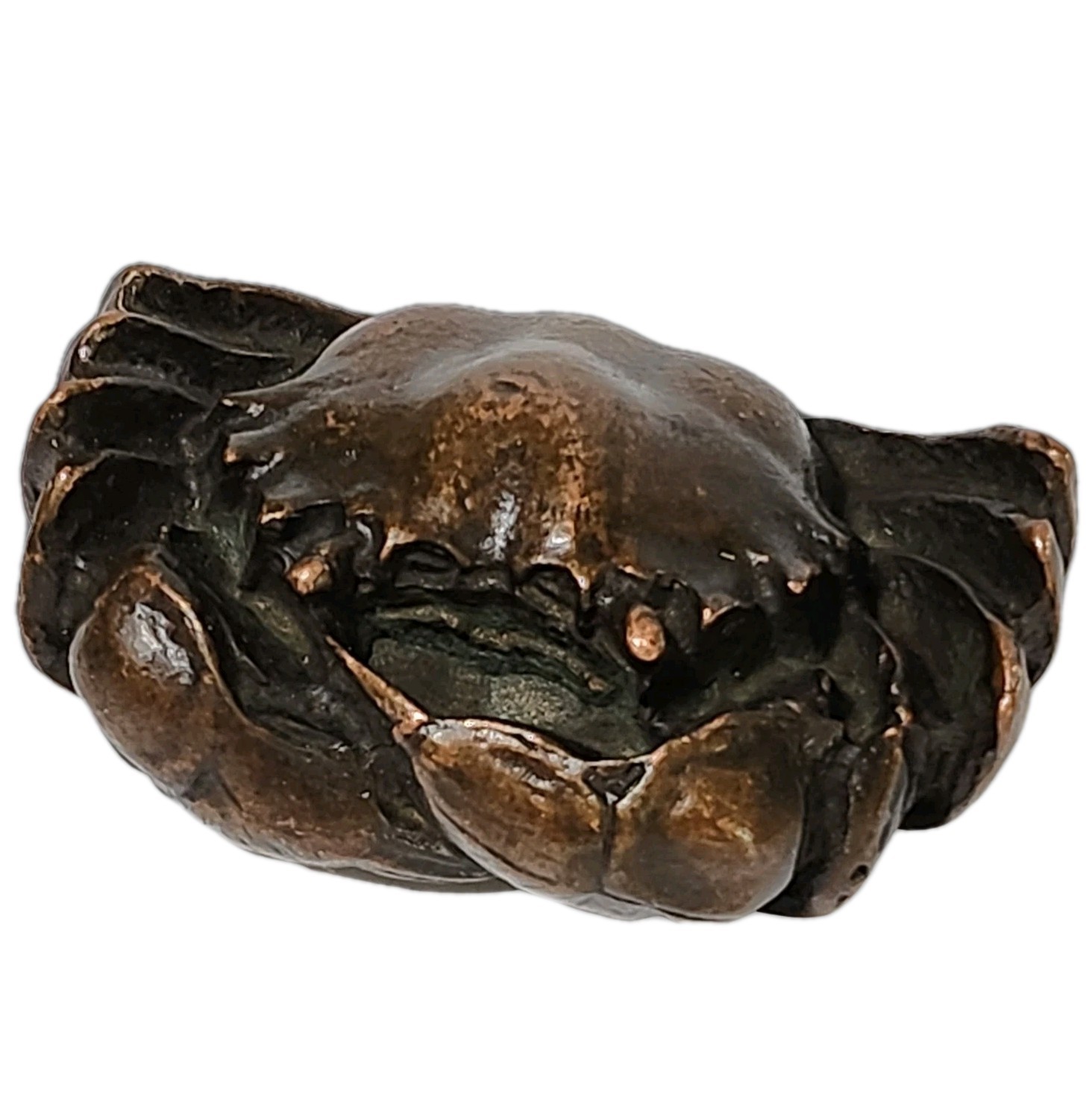 Highly Detailed Vintage Copper Crab Figurine Sculpture Realistic Marine Sea Life