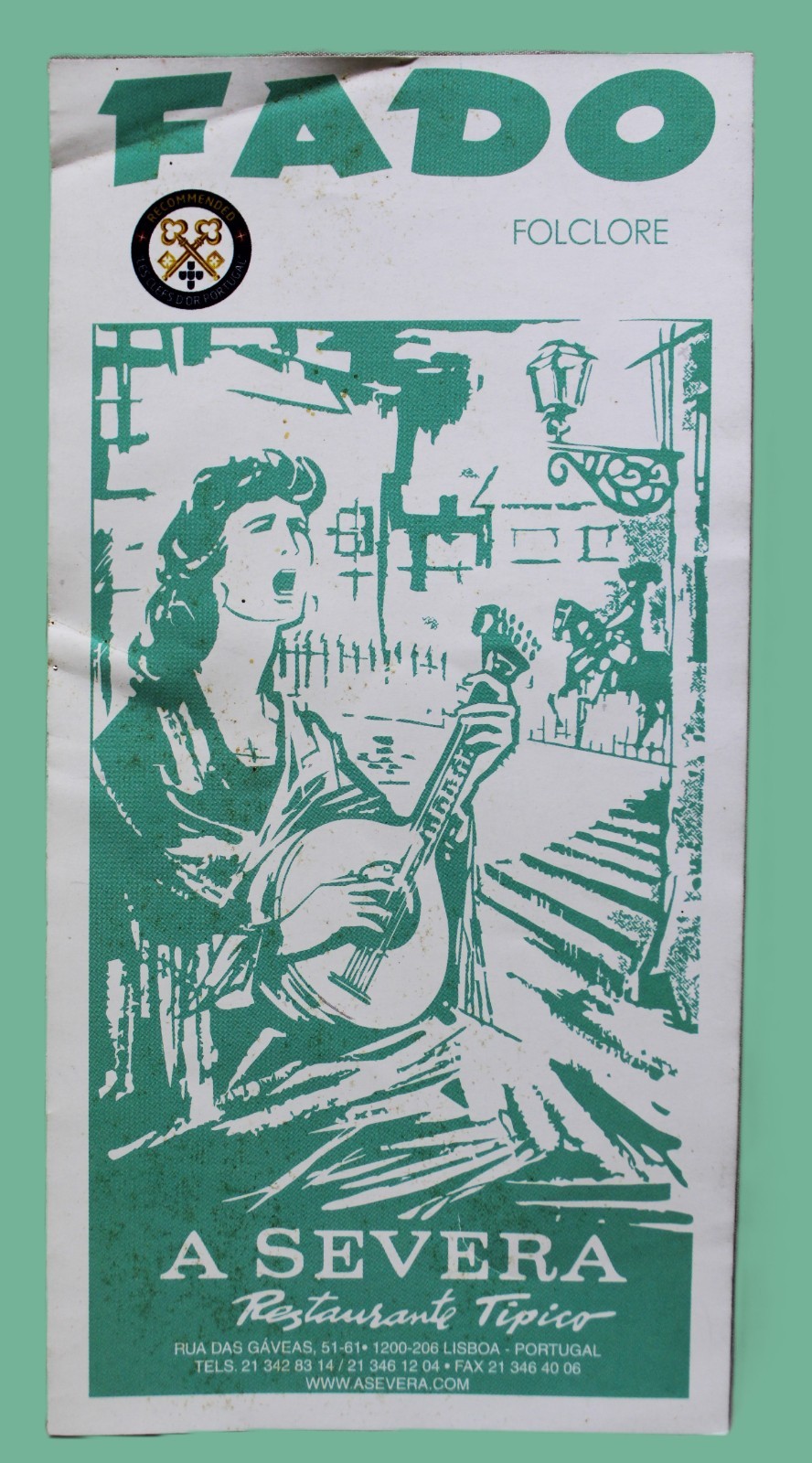 A SEVERA CASA DE FADO RESTAURANT BROCHURE MENU FLYER LISBON PORTUGAL