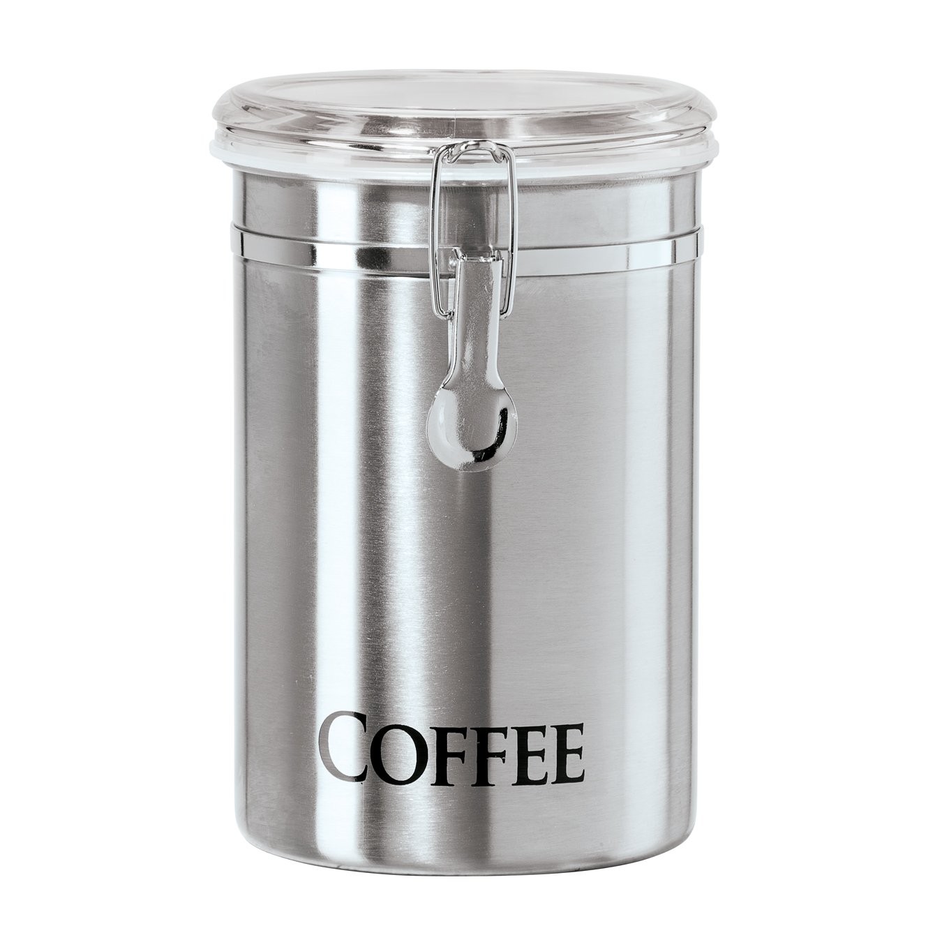 Oggi Stainless Steel Coffee Canister 62 fl oz - Airtight Clamp Lid, Clear