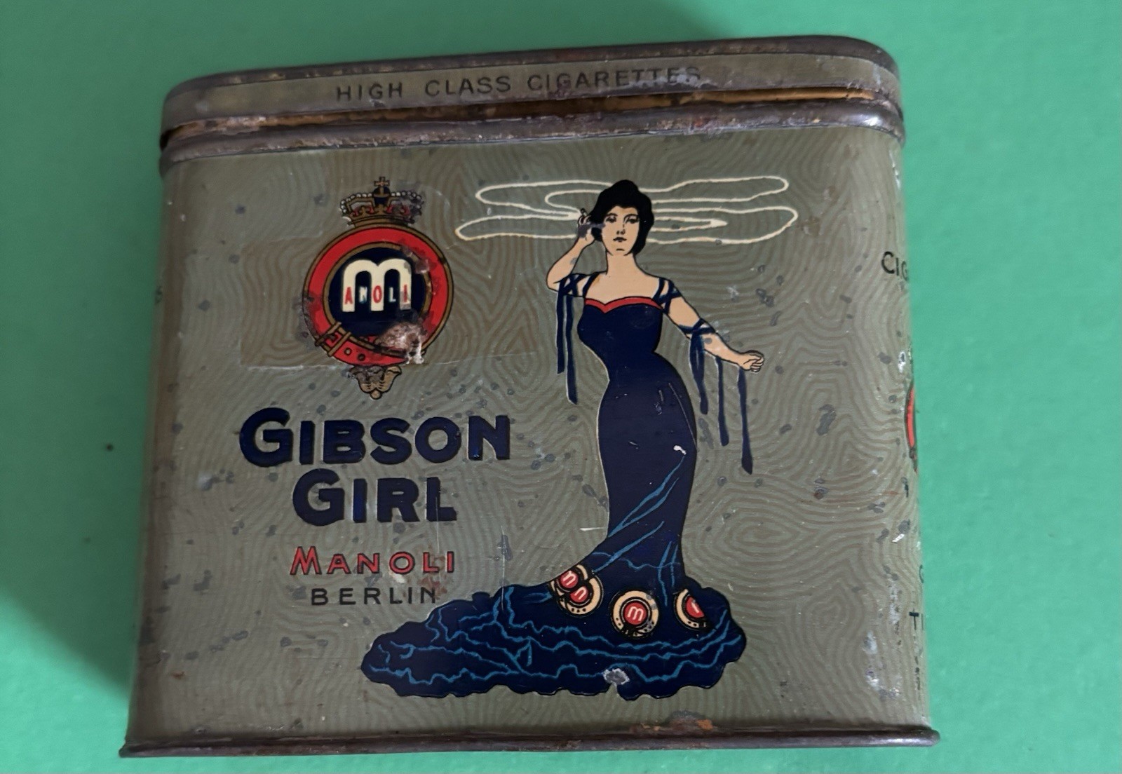 Gibson Girl Vintage Cigarette Tin Nice Condition RARE Manoli Berlin 1905