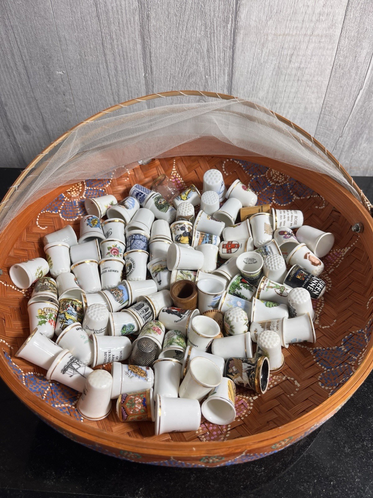 89 Thimbles Mixed Materials Vintage Lot Mixed