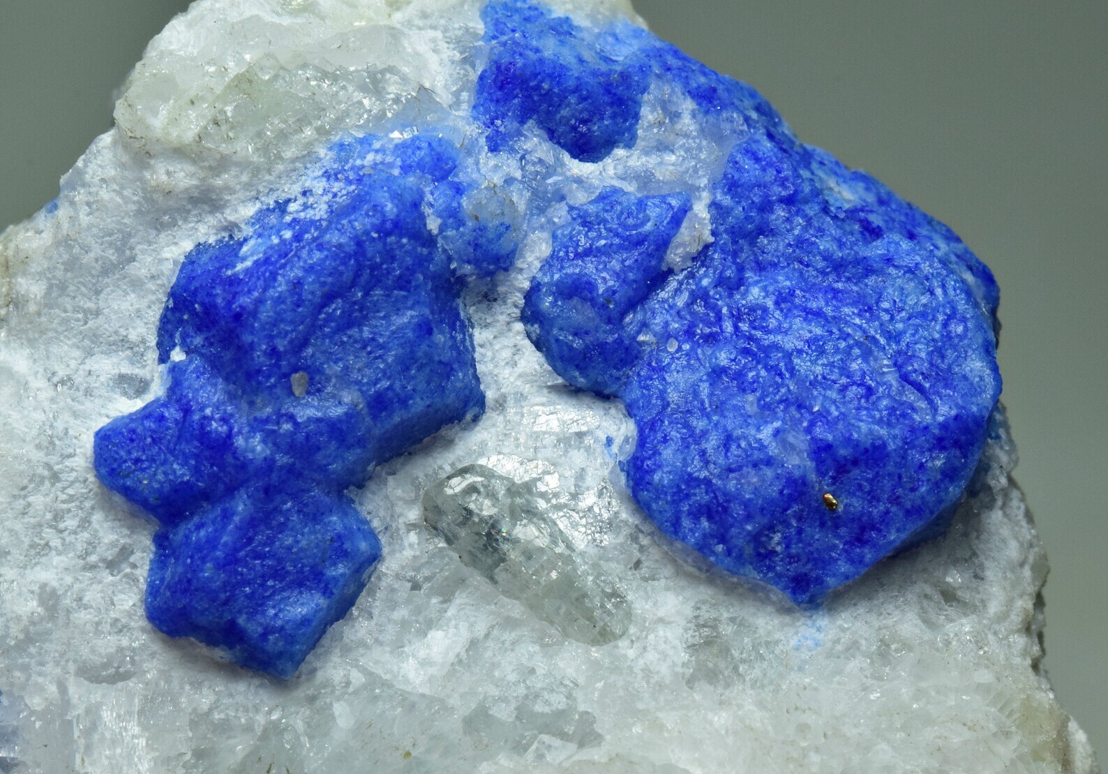 Full Terminated Rare Blue Color Sodalite Crystal w/ Unknown Crystal 95 gram