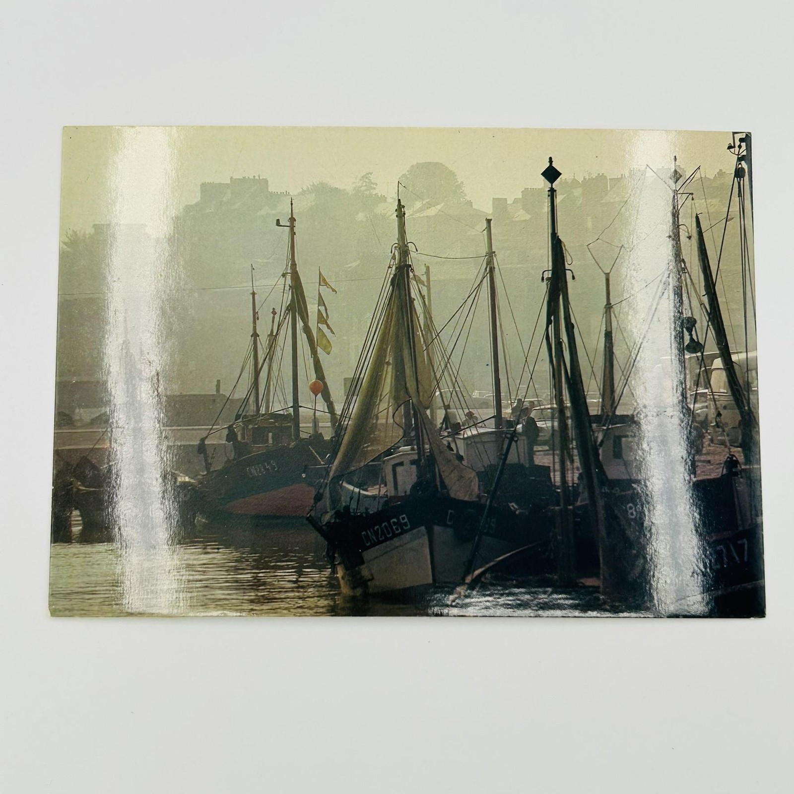 IRIS France Photochrome Postcard Brume Sur Le Port Honfleur Misty Green 5.5x3.5
