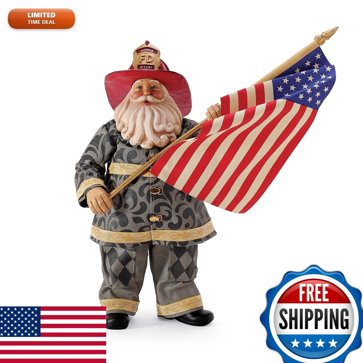 Department 56 Possible Dreams Jim Shore Santa 9/11 Tribute Figurine 11 Inch