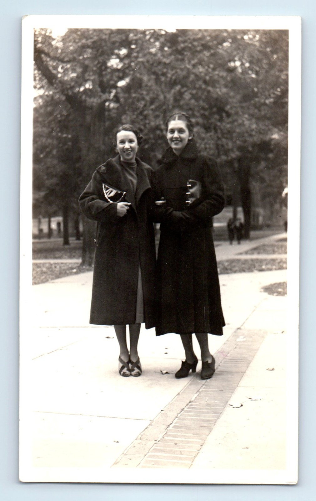 Old Vintage Photo PAIR DUO WOMEN OUTSIDE ANTIQUE PHOTOGRAPH SNAPSHOT PICTURE