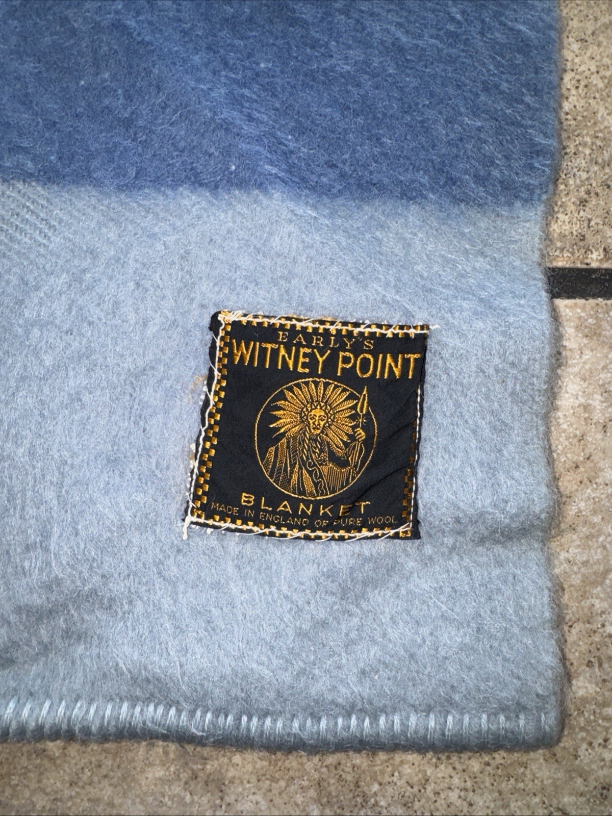 Early\'s Witney Point Blanket Grey Blue 4 Point Pure Wool Made in England Vintage