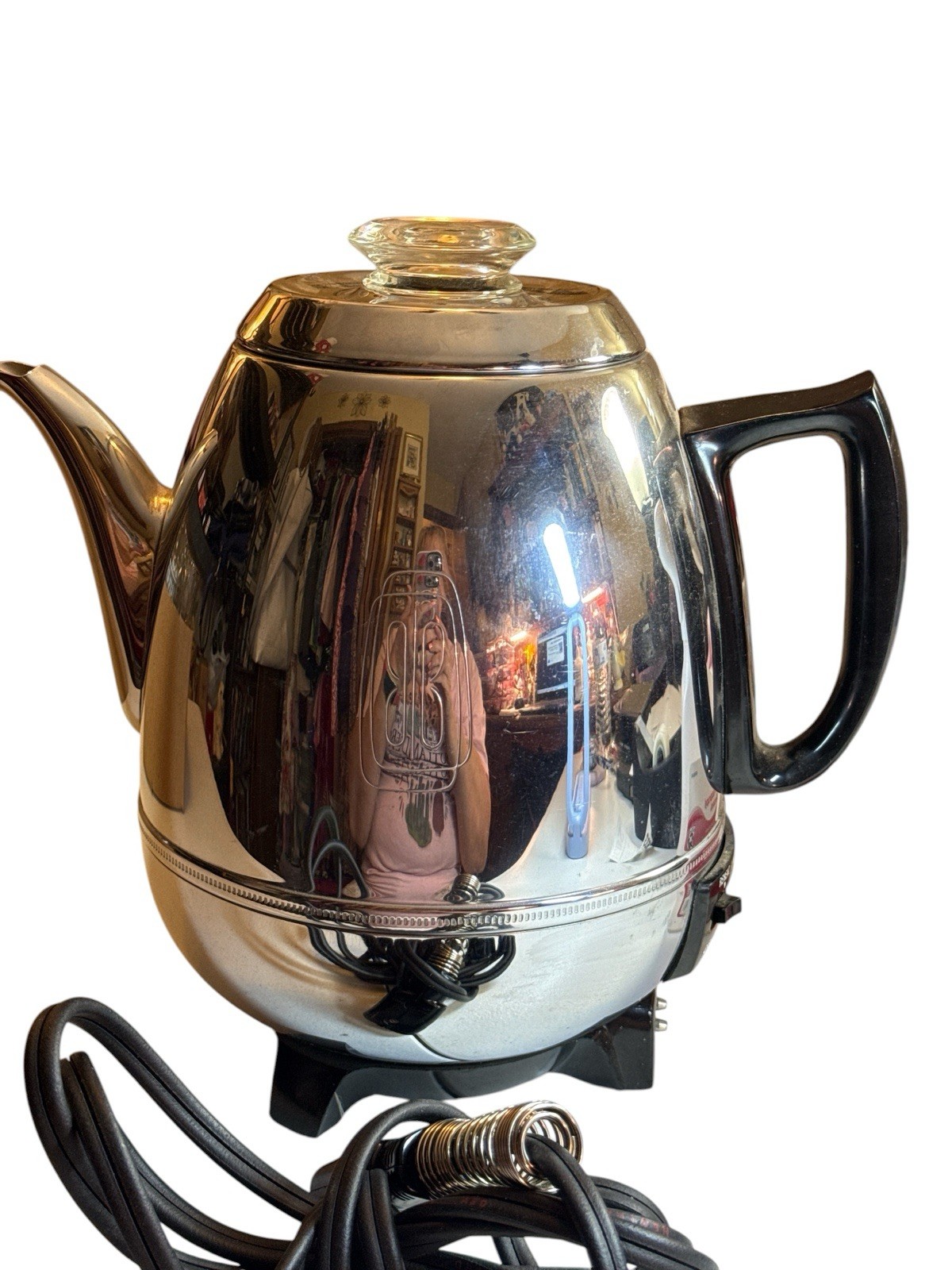 GE Pot Belly Percolator Coffee Maker Cat No 18P40 No Inside Parts (Cord Works)