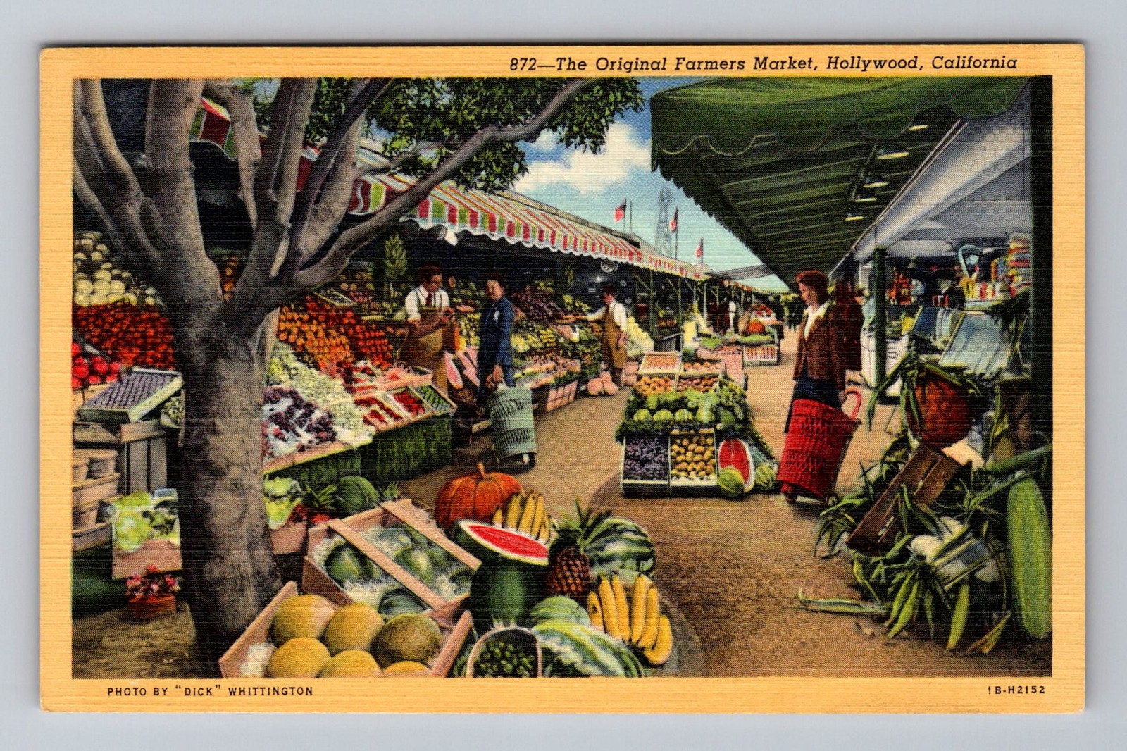 Hollywood CA-California, Farmers Market Scene, Standard Postal Vintage Postcard