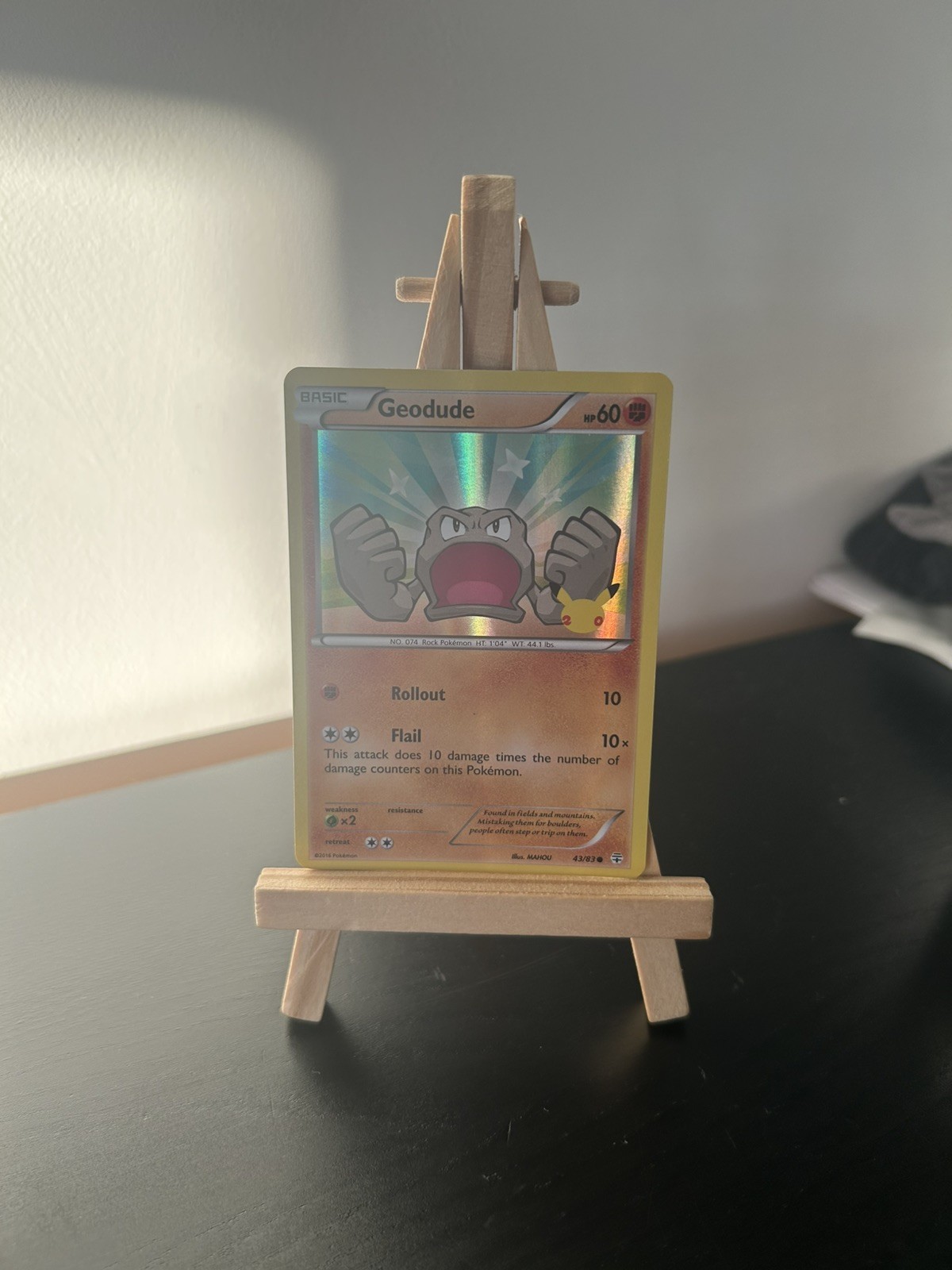 Geodude 43/83 XY Generations HP 20th Anniversary Stamped Holo Pokemon TCG