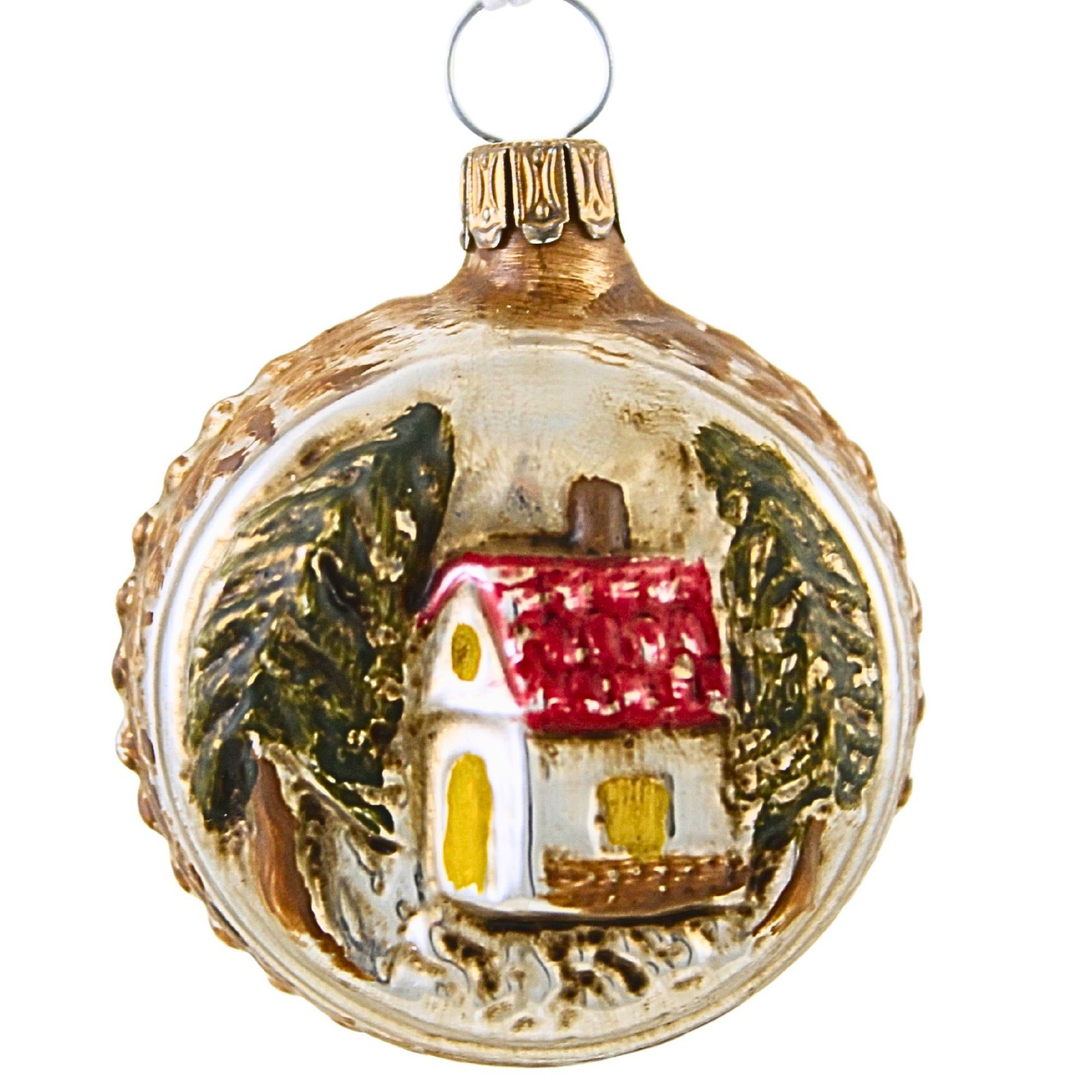 Marolin 2.00In Ball With House,, Vintage German Glass 2011009