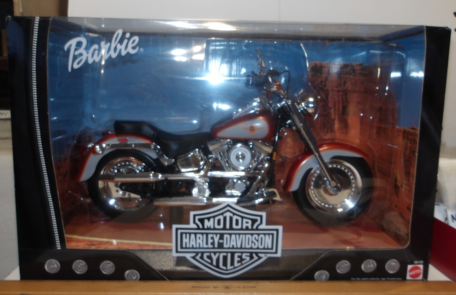1999 Mattel Barbie Harley Davidson Fat Boy Burgundy Gray Motorcycle 99074 NIB