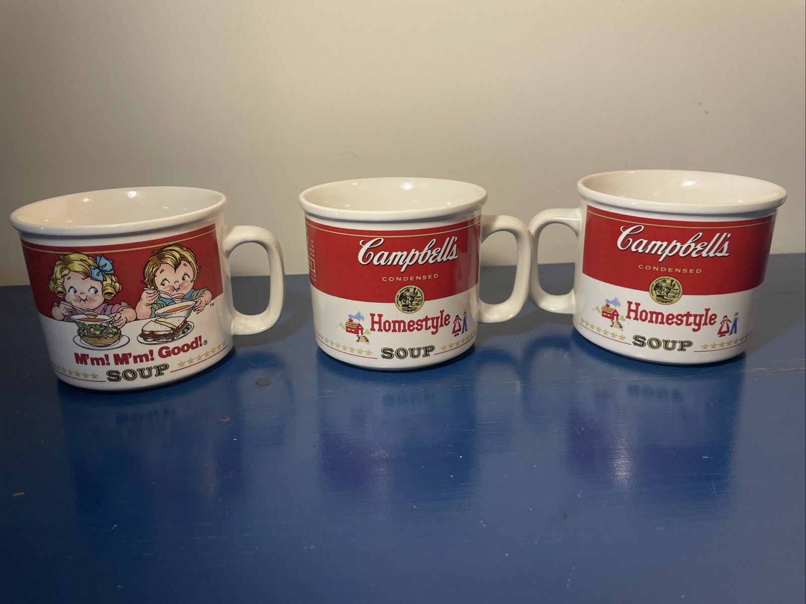 Vintage 1989 Campbell's Soup Mugs set of 3: 1 Campbell's Kids + 2 Homestyle