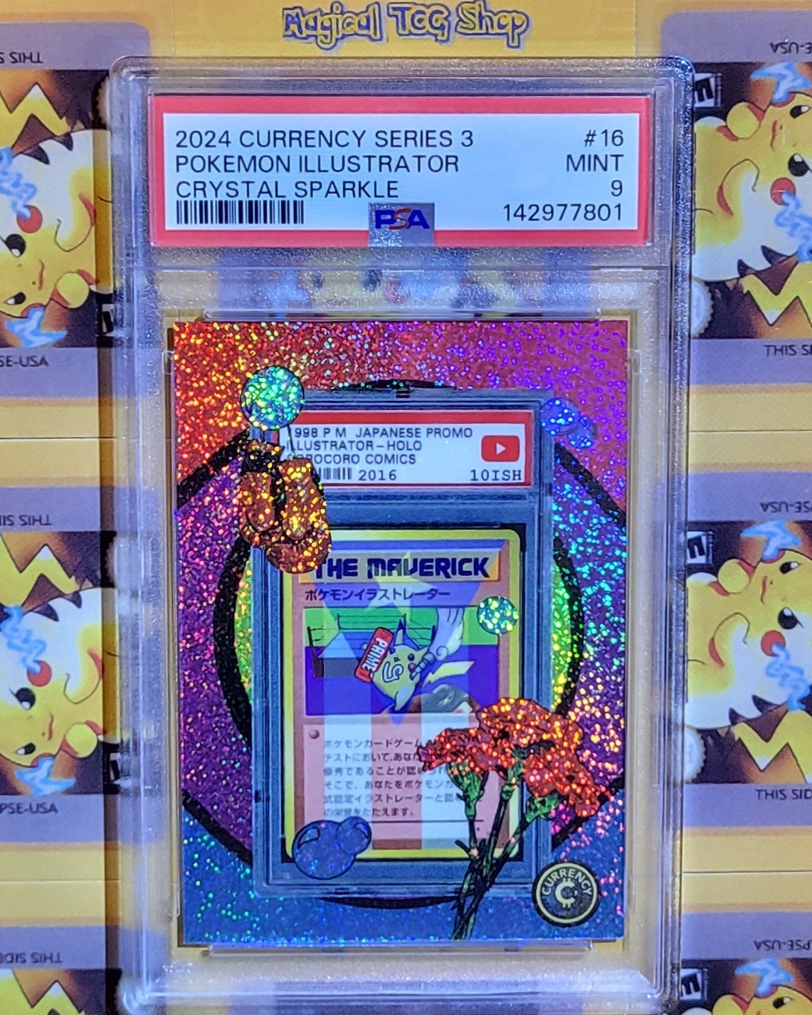 2024 Cardsmiths Currency Series 3 Pokemon Illustrator #16 Crystal Sparkle PSA 9
