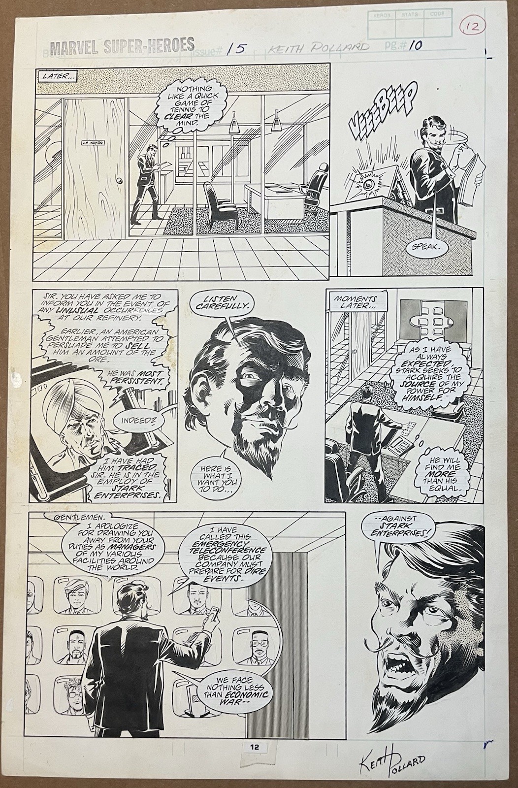 Original Comic Book Art Keith Pollard Marvel Super Heroes Iss15 Pg10 NM Signed