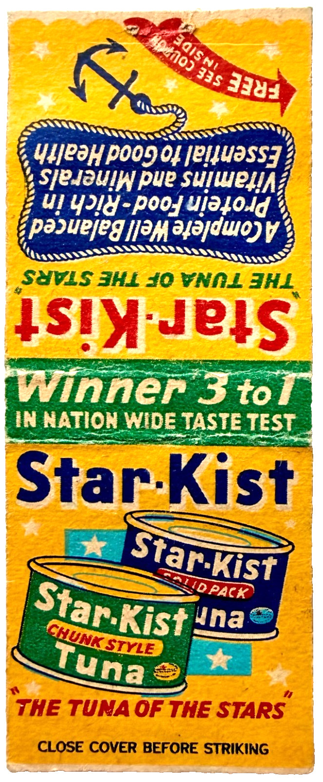 1950s Star Kist Tuna Matchbook Recipes Of The Stars Food Advertising Vintage