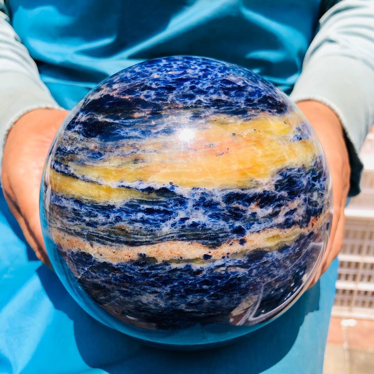 7.34LB Natural Sodalite Ball Blue Quartz Crystal Sphere Reiki Healing
