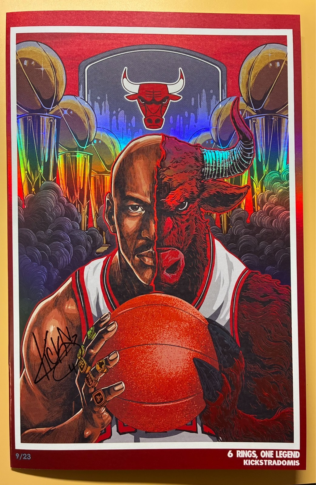 Michael Jordan - Red Foil - Anatomy - 6 Rings - KICKSTRADOMIS Signed Ltd 9/23