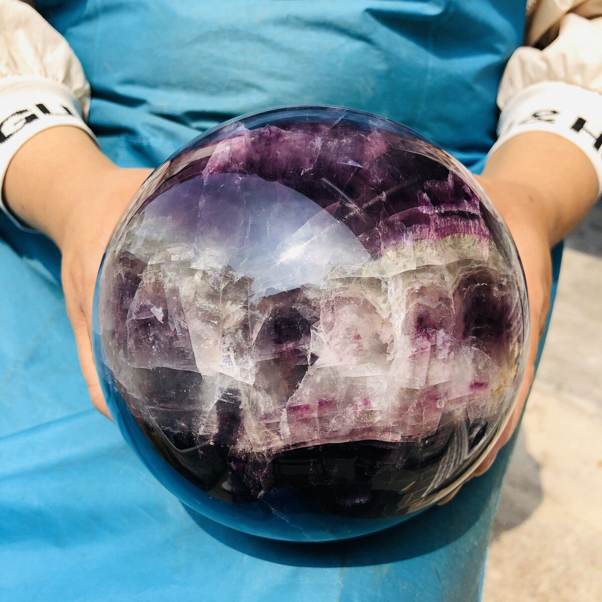 10.82LB Natural fluorite crystal Ball Quartz Crystal Sphere Reiki Healing decor