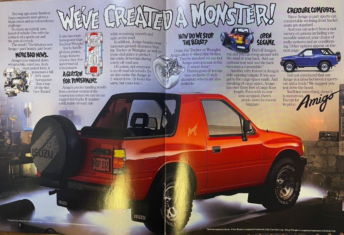 1989 Magazine Advertisement Isuzu Amigo We've Created A Monster