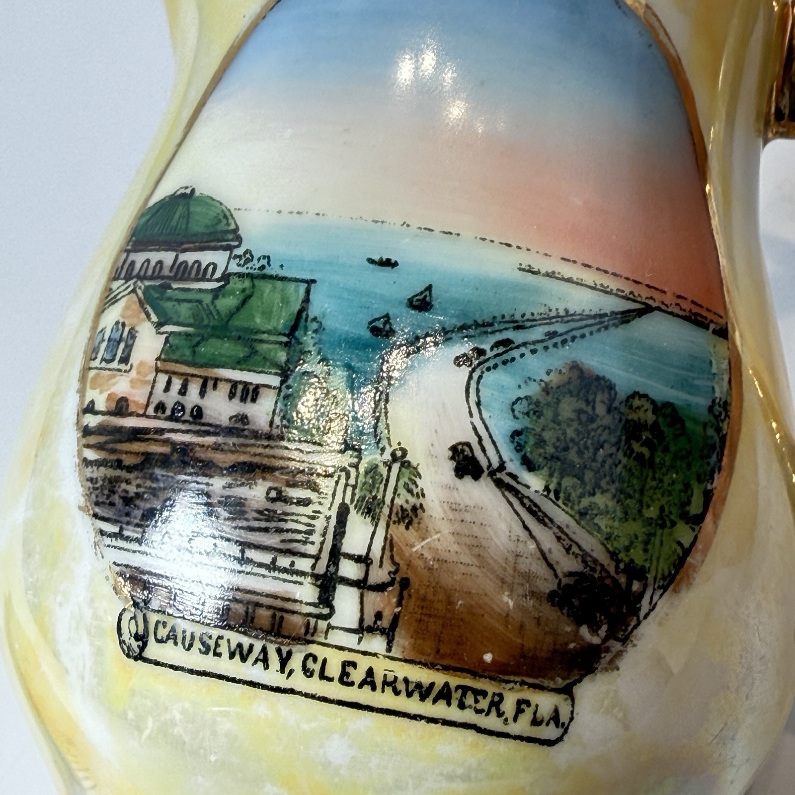 CLEARWATER FLORIDA FL - Causeway Painted Souvenir Antique Trinket China CREAMER