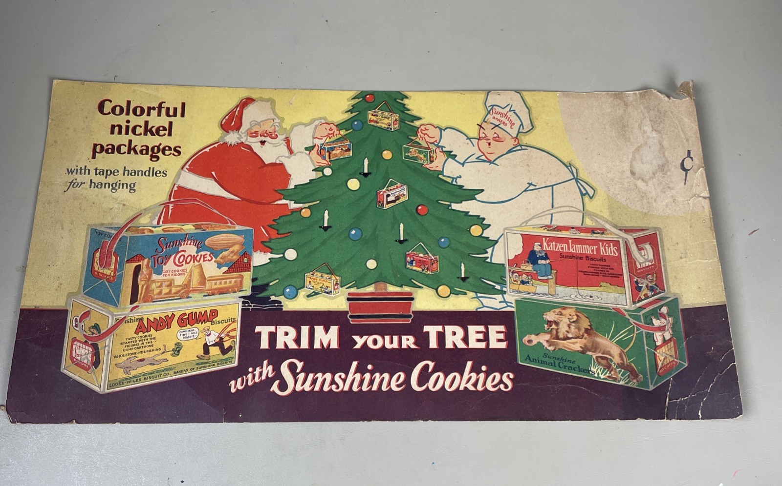 Vintage Sunshine Cookies Christmas Sign RARE