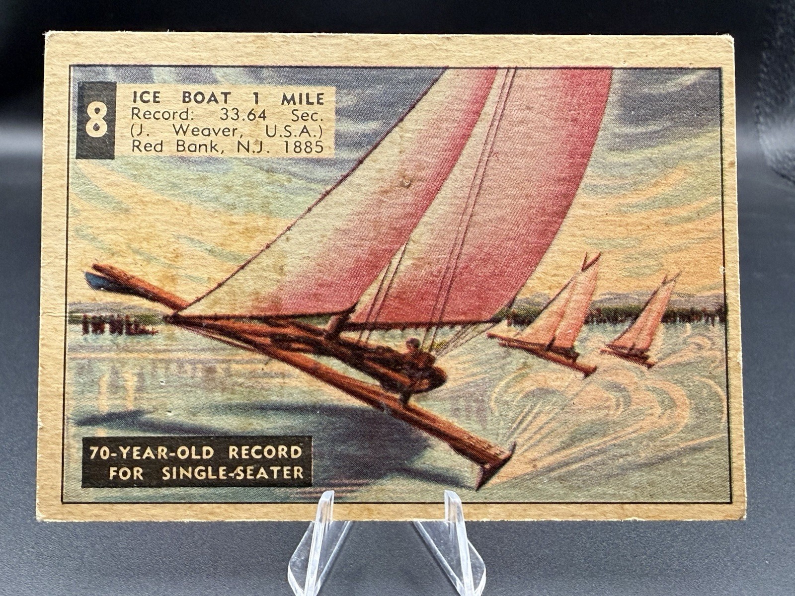 1954 Parkhurst Race Against Time Card #8 Ice Boat b1