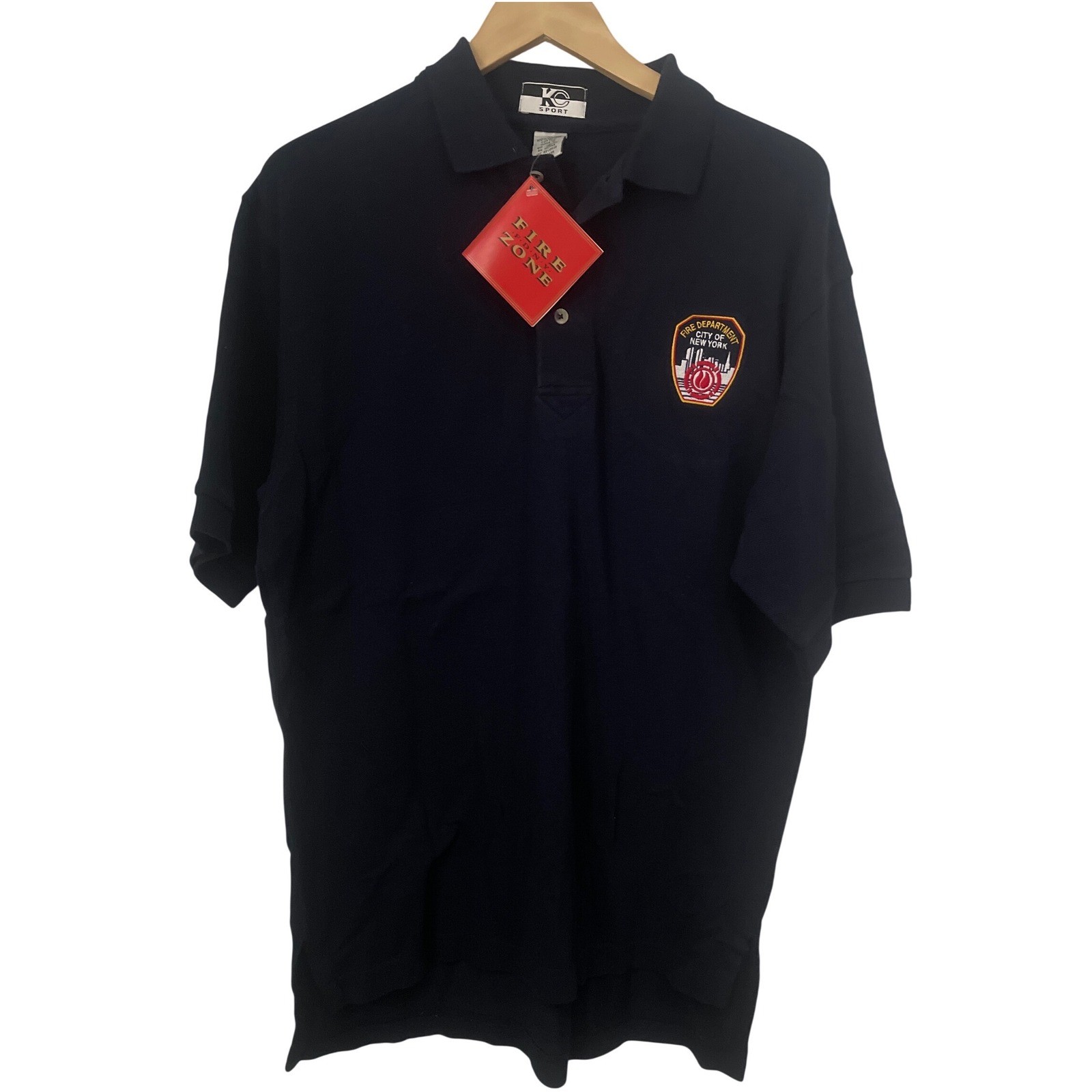 FDNY Fire Zone Navy Blue Cotton Polo Shirt Mens Medium FDNY800 NWT