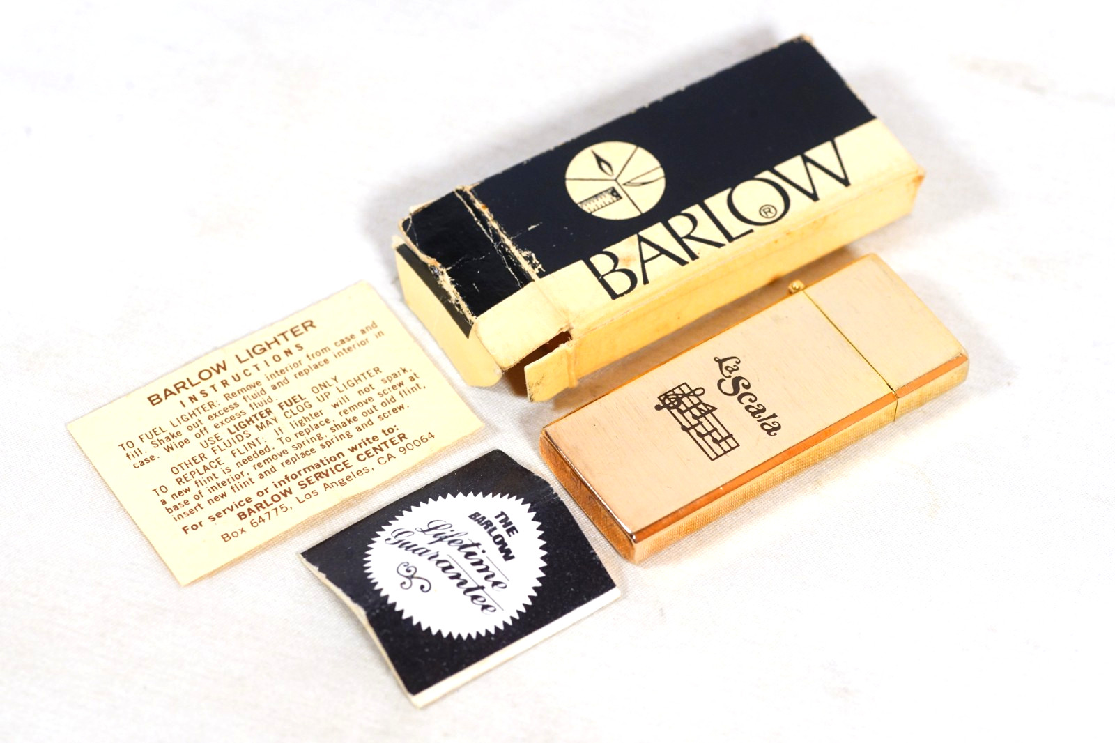 Vintage BARLOW Windproof Lighter B-19 Tallboy La Scala Music Notes Working