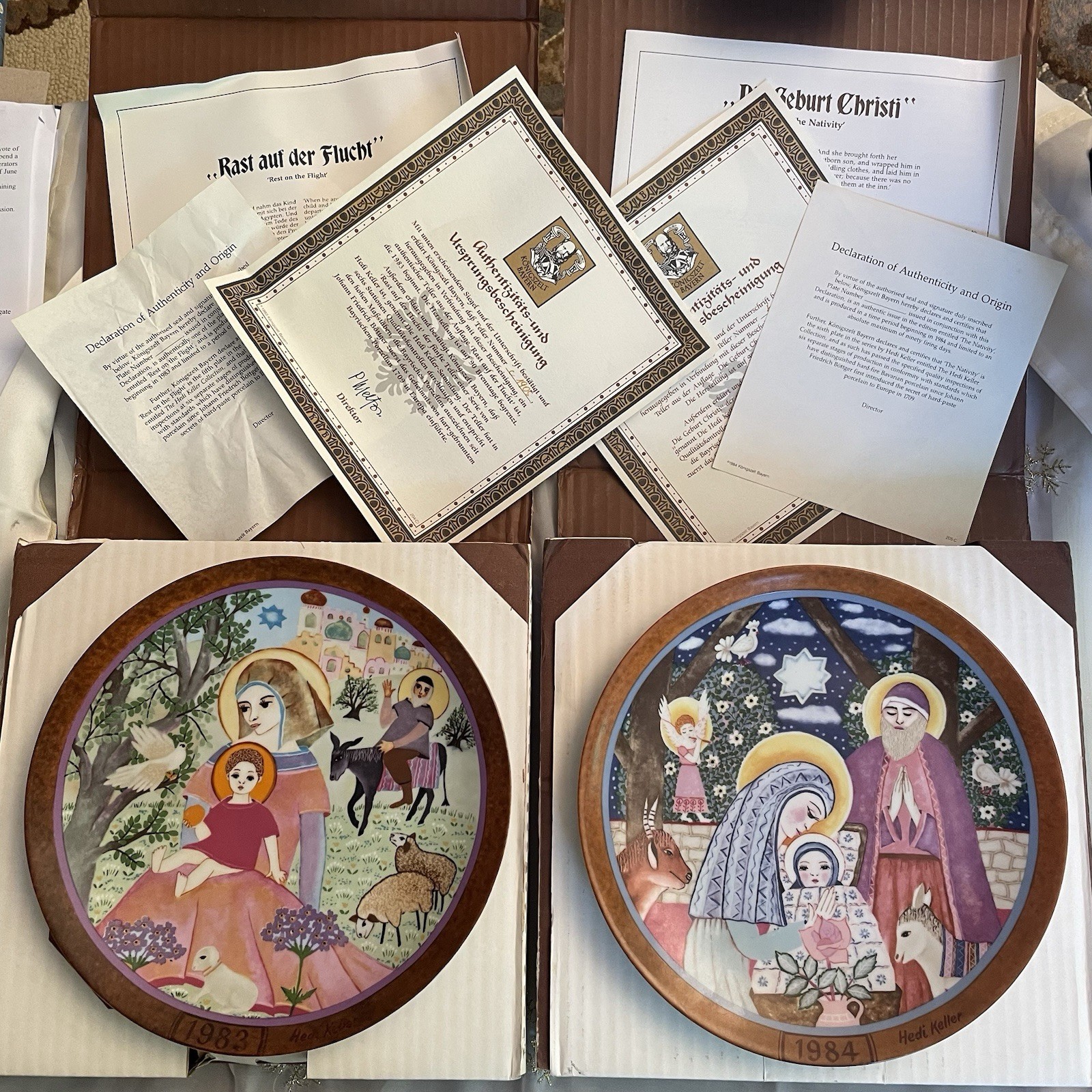 Konigszelt Bavaria Hedi Keller 1983 Rest On The Flight & 1984 The Nativity Plate