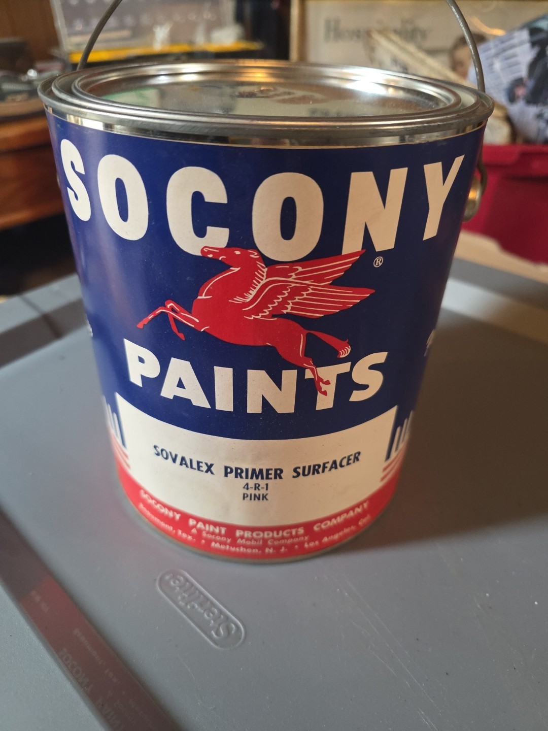 Vintage 1940s SOCONY Pegasus Primer Full(NOS) Paint Can Gallon Gas Oil #Q