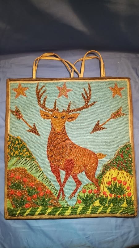 Antique 1910s Yakima Native American Large Pictorial Flat Bag 14.75\