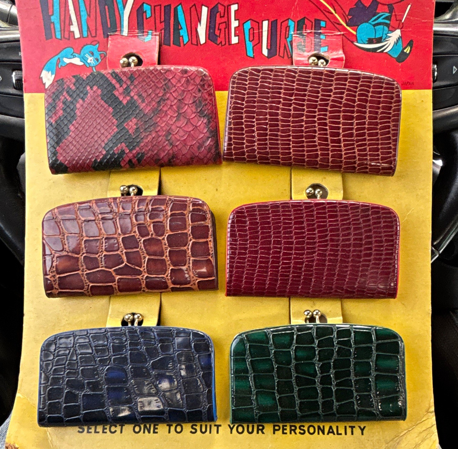 Vintage Handy Change Purse Display with All Original purses  All in great shape