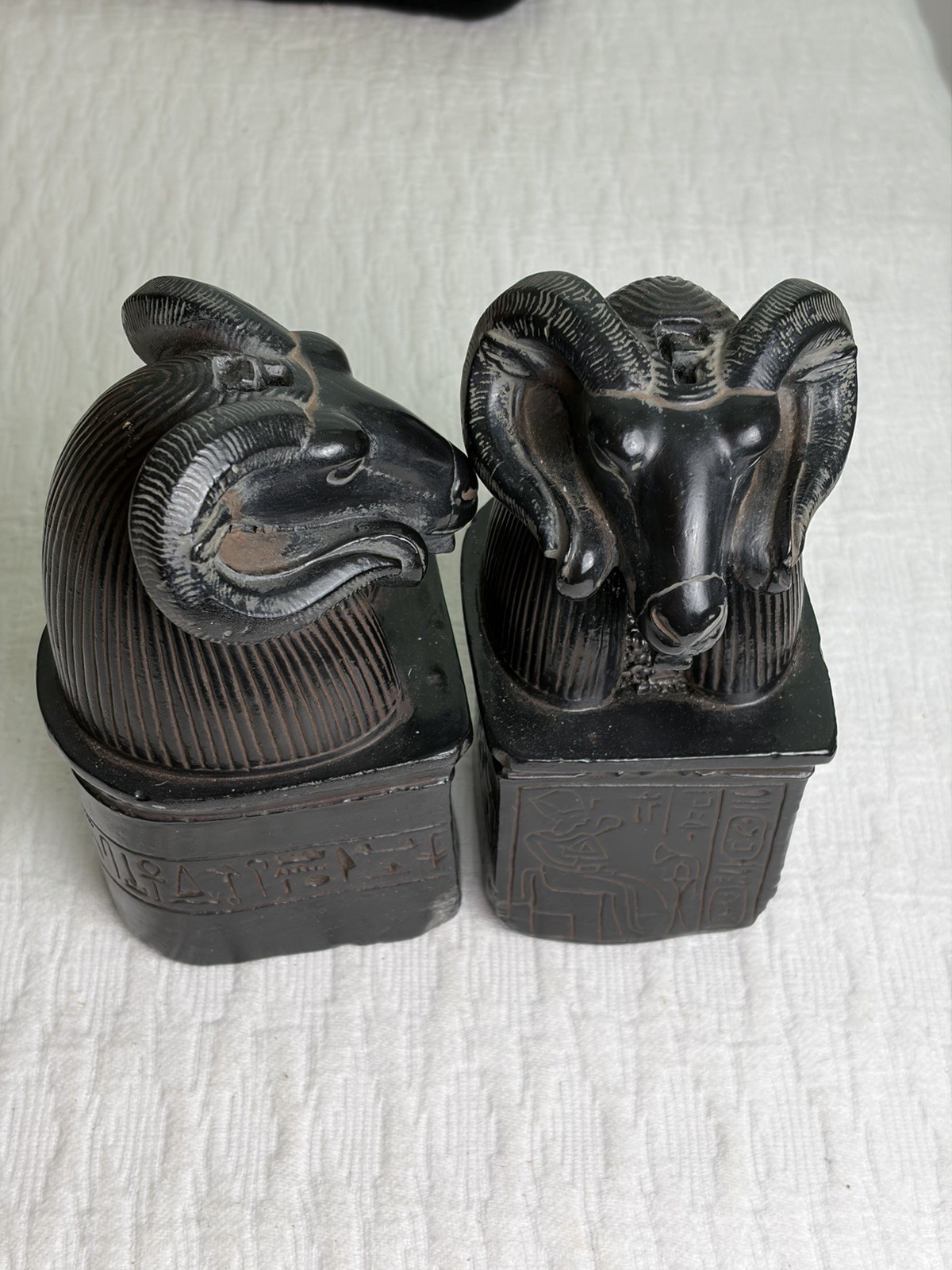 Black Egyptian Statues Amun The Ram God Bookends Metropolitan Museum Of Art