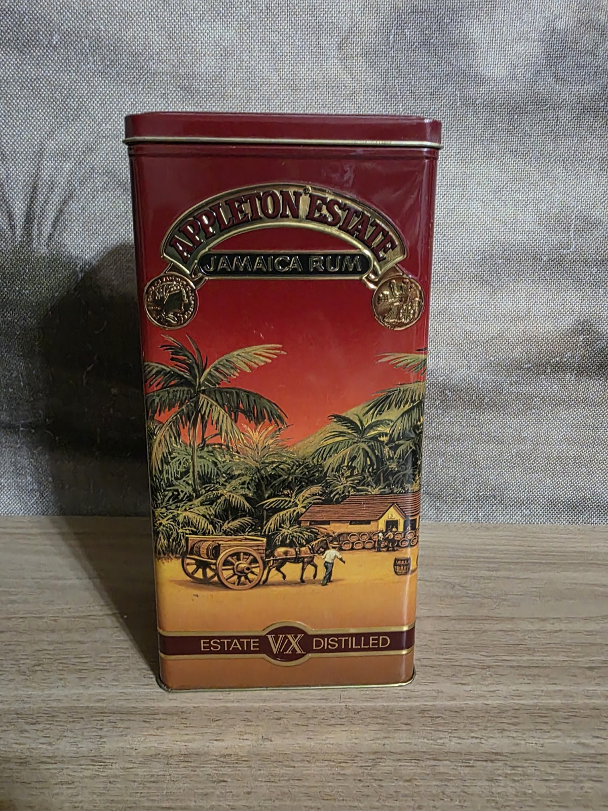 Vntg 90's Appleton Estate Jamaican Rum  Empty Liquor tin. Bar decoration.