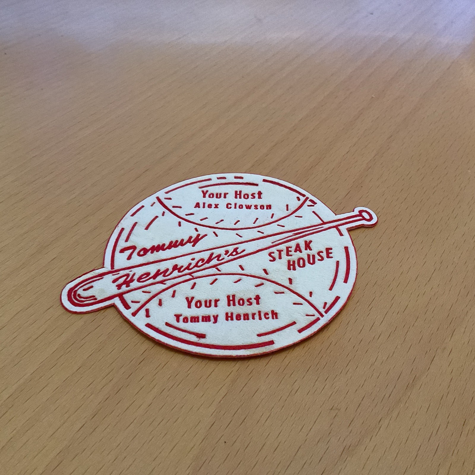 Vintage Tommy Heinrich’s Steak House Restaurant Drink Coaster NY Yankees - Ohio