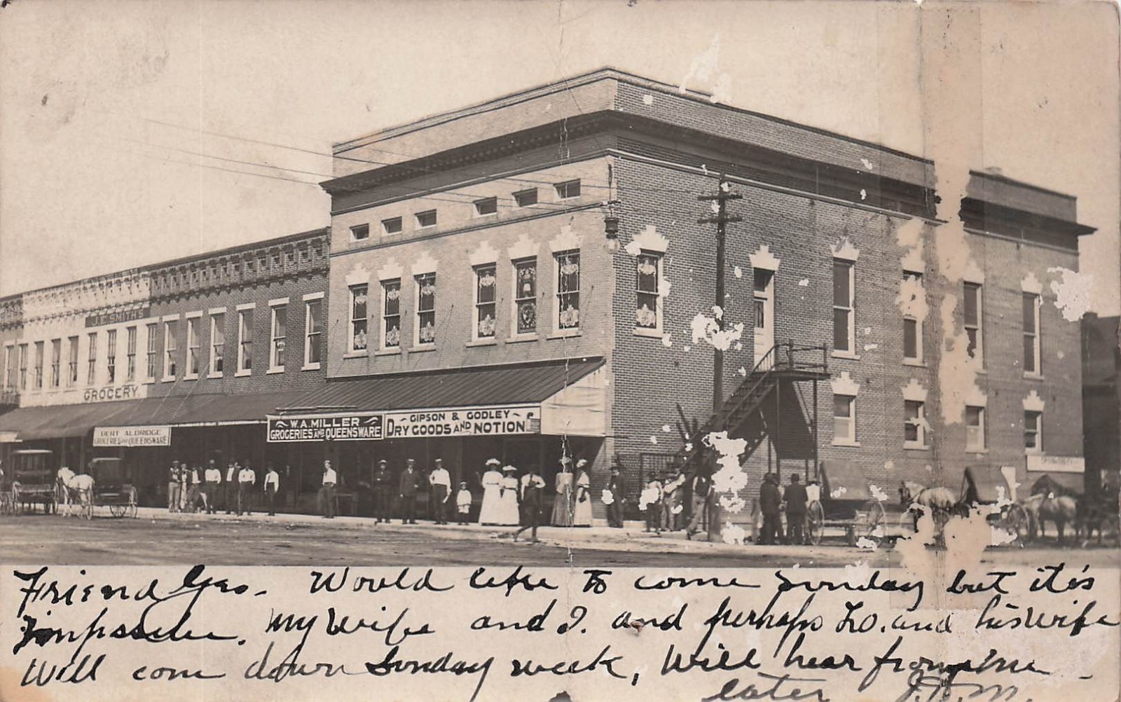 RPPC Main Street Thorntown Indiana Department Store Photo Vtg Postcard 42A