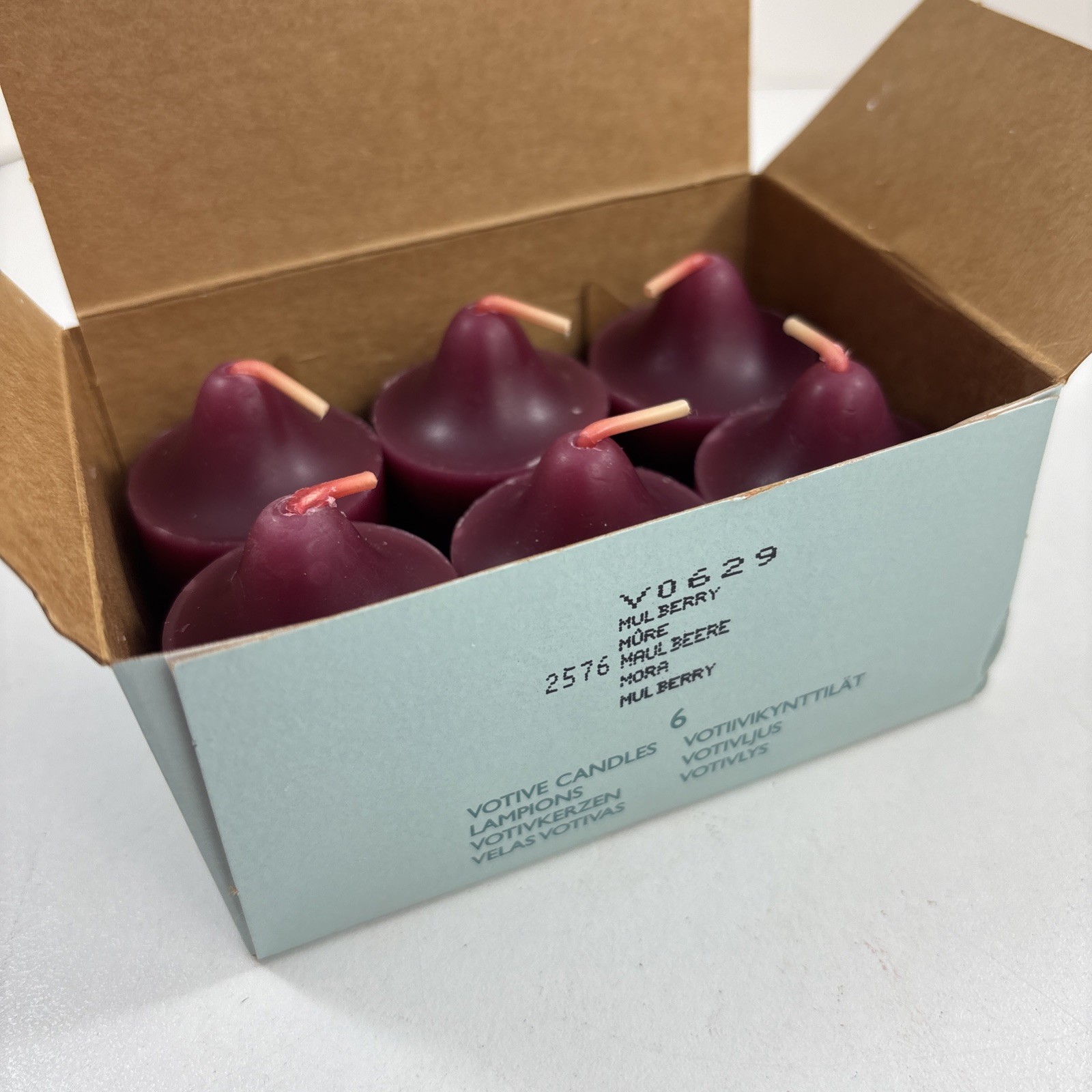 Partylite Mulberry Votives V0629 New In Box set of 6
