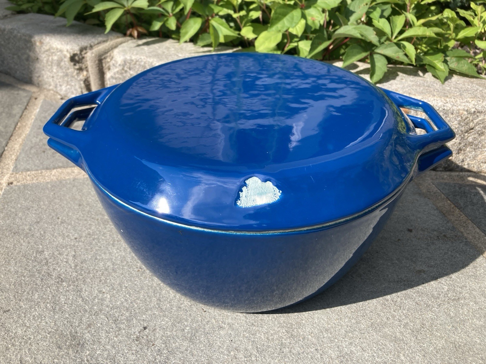 Vintage 5 Qt Copco Denmark D 3 D3 BlueEnameled Cast Iron Dutch Oven Pot & Lid