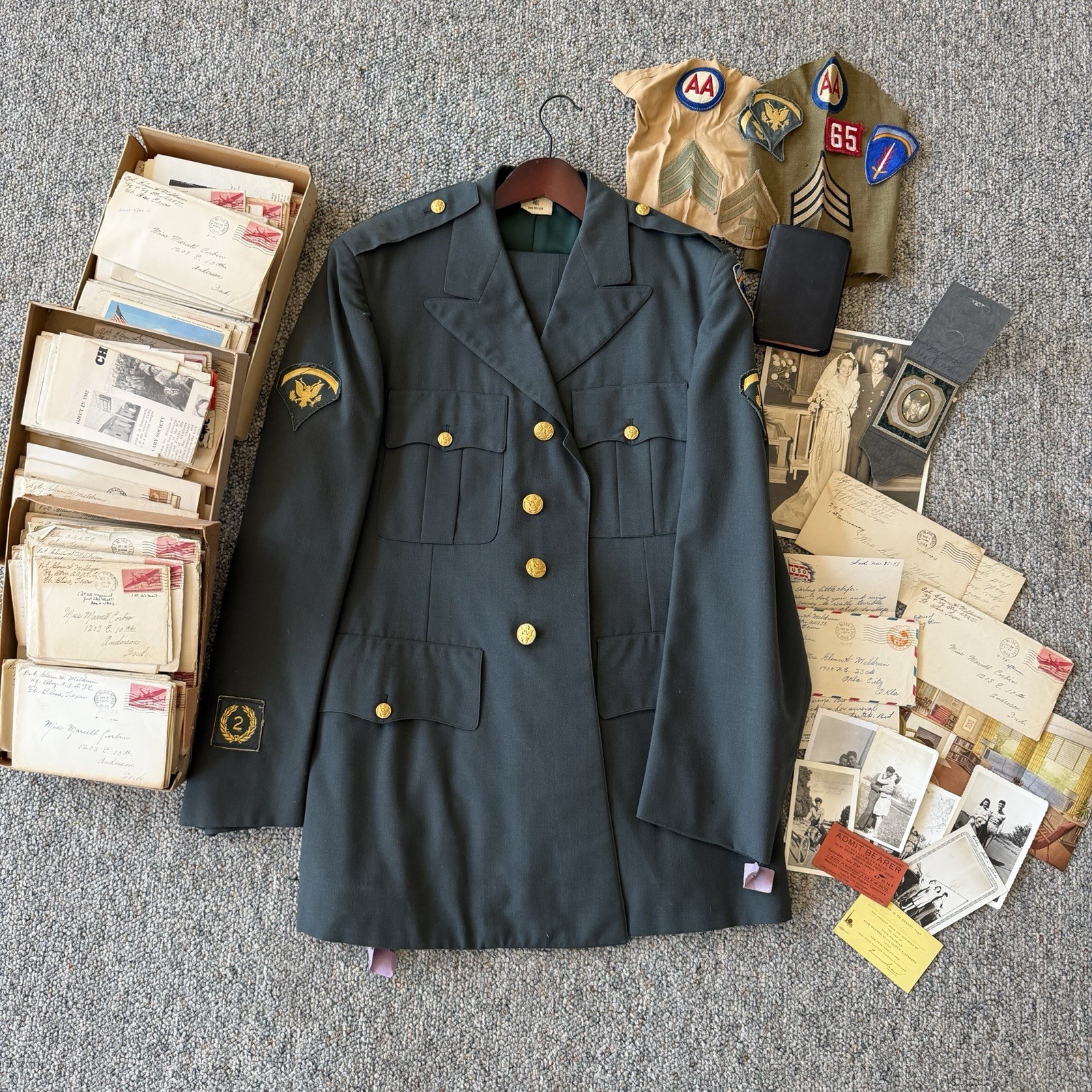 WWII Cold War Soldier Archive Lot 65th SHAEF Uniform Photos Letters Militaria
