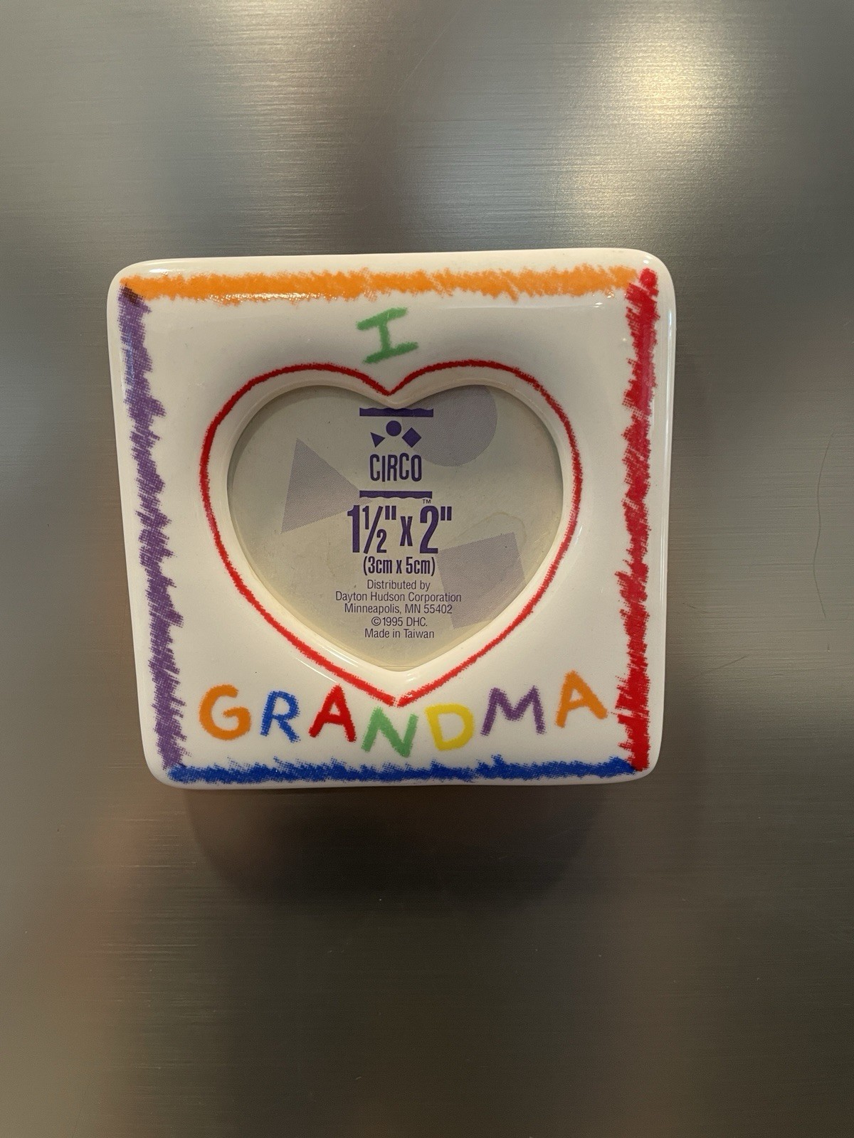Vintage I Love Grandma Square ceramic  Magnet Heart Opening 90s Grandma Gift