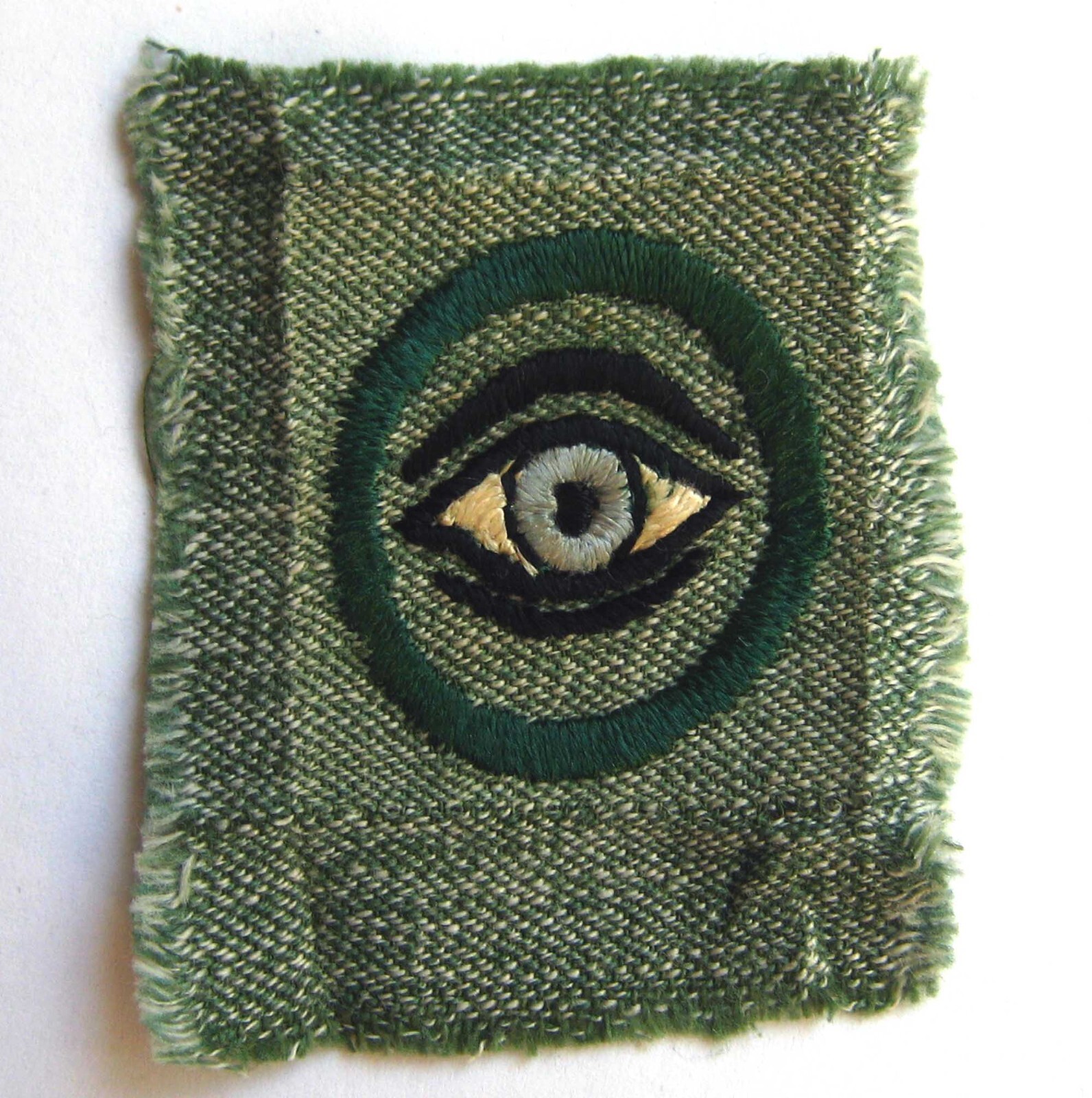 Rare 1928-1933 Girl Scout OBSERVER FINDER BADGE Grey Green Open Eye Patch SQUARE
