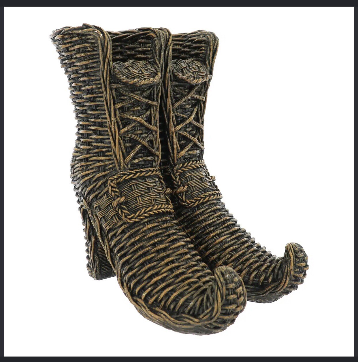 9.75 In Rattan Style Witch Boots Tabletop Decor By Ashland