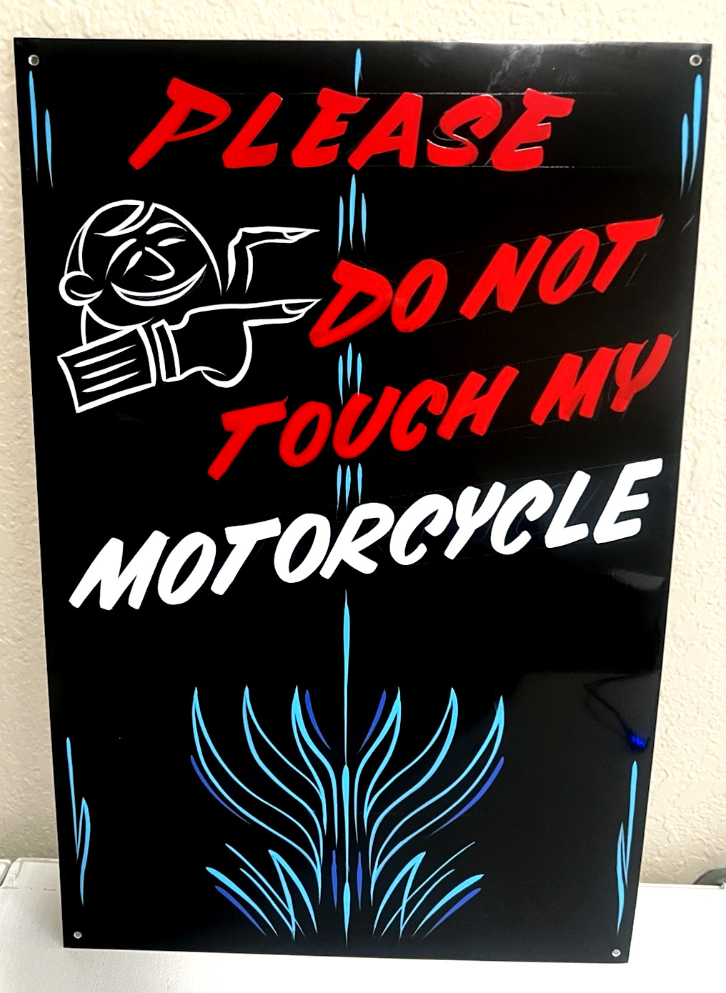 Don't Touch My Motorcycle Sign Hand Painted Pinstriped Art Harley Bike Sturgis