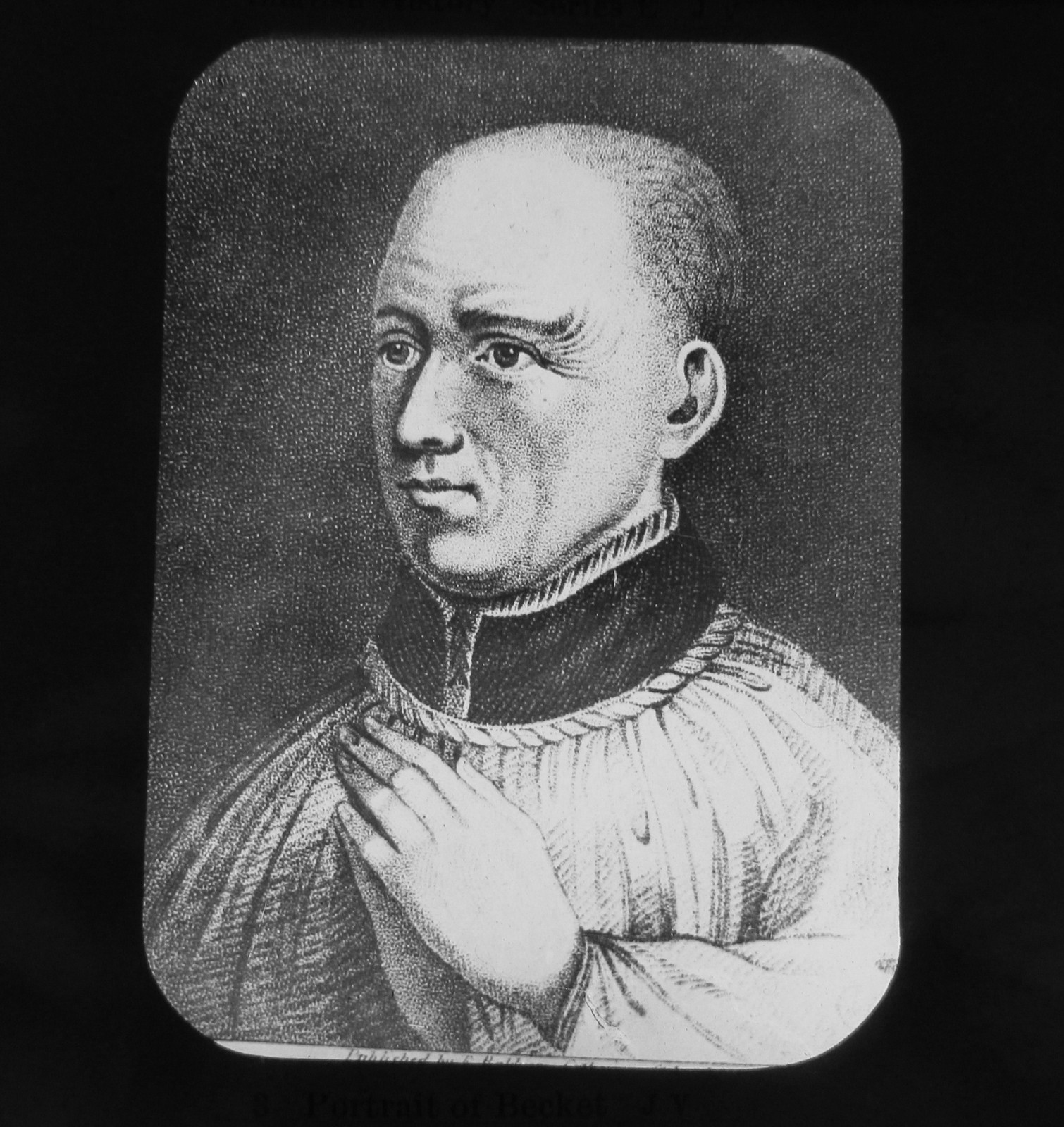 JV Glass Magic lantern slide PORTRAIT OF THOMAS BECKET C1890 ENGLISH HISTORY